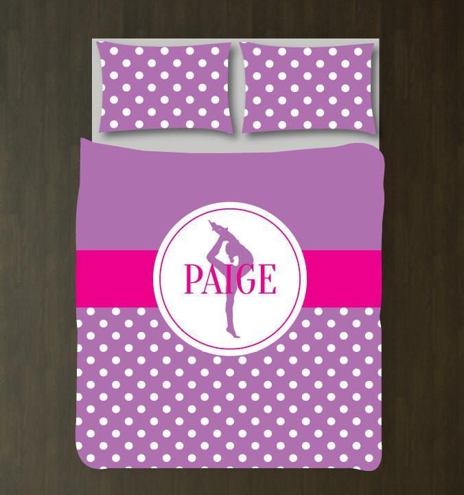 Gymnastics With Small Polka Dots – And Shams – In Radiant Orchid And Hot Pink Or Choose Any Colors Duvet Cover Bedding Set