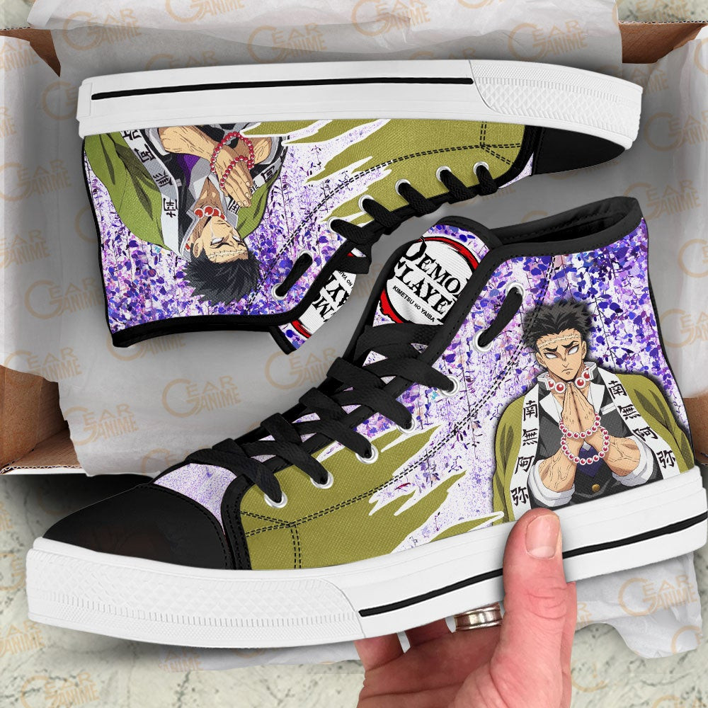 Gyomei Himejima High Top Shoes Demon Slayer Sneakers Wisteria Style