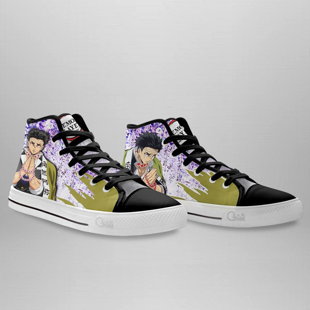 Gyomei Himejima High Top Shoes Demon Slayer Sneakers Wisteria Style