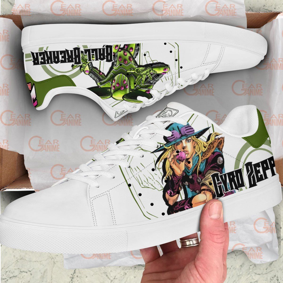 Gyro Zeppeli Skate Sneakers Custom Anime Jojo’s Bizarre Adventure Shoes