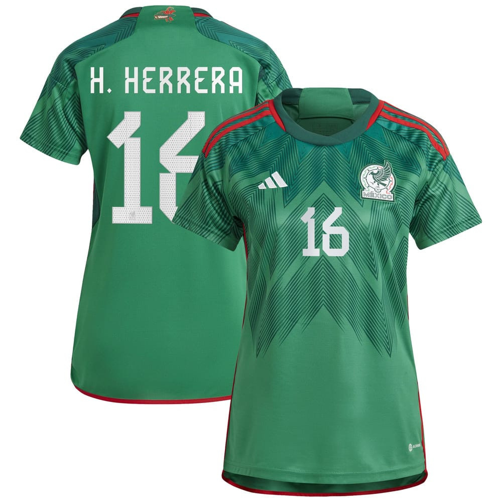 Héctor Herrera 16 Mexico National Team 2022-23 World Cup Home Women Soccer Jersey – Green