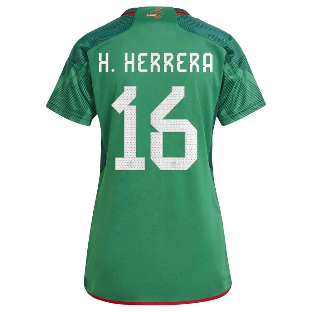 Héctor Herrera 16 Mexico National Team 2022-23 World Cup Home Women Soccer Jersey – Green