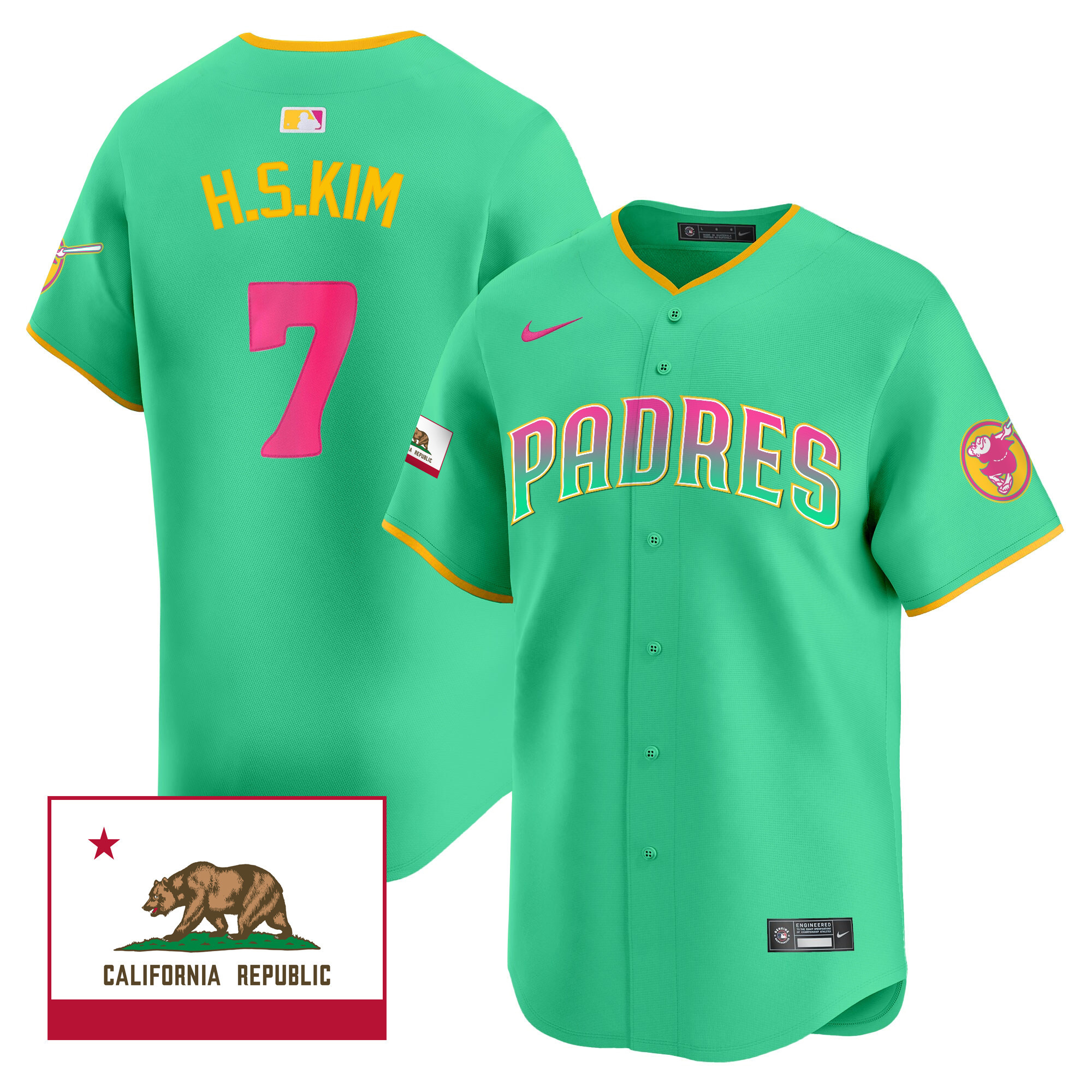 Ha-Seong Kim Men's San Diego Padres 2024 San Diego City Style Vapor Premier Limited V2 Aqua Jersey - All Stitched