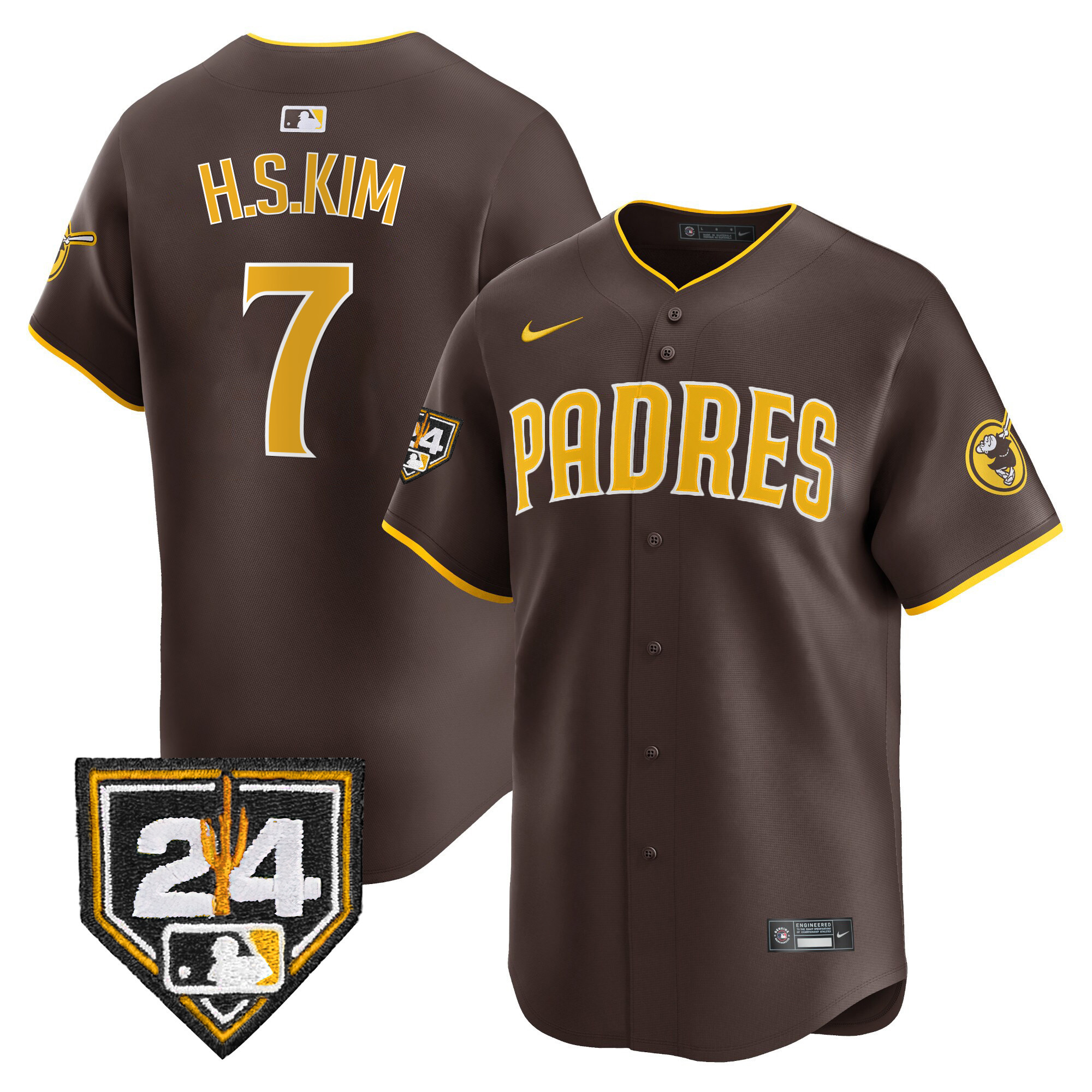 Ha-Seong Kim Men's San Diego Padres 2024 Spring Training Patch Vapor Premier Limited Brown Jersey - All Stitched