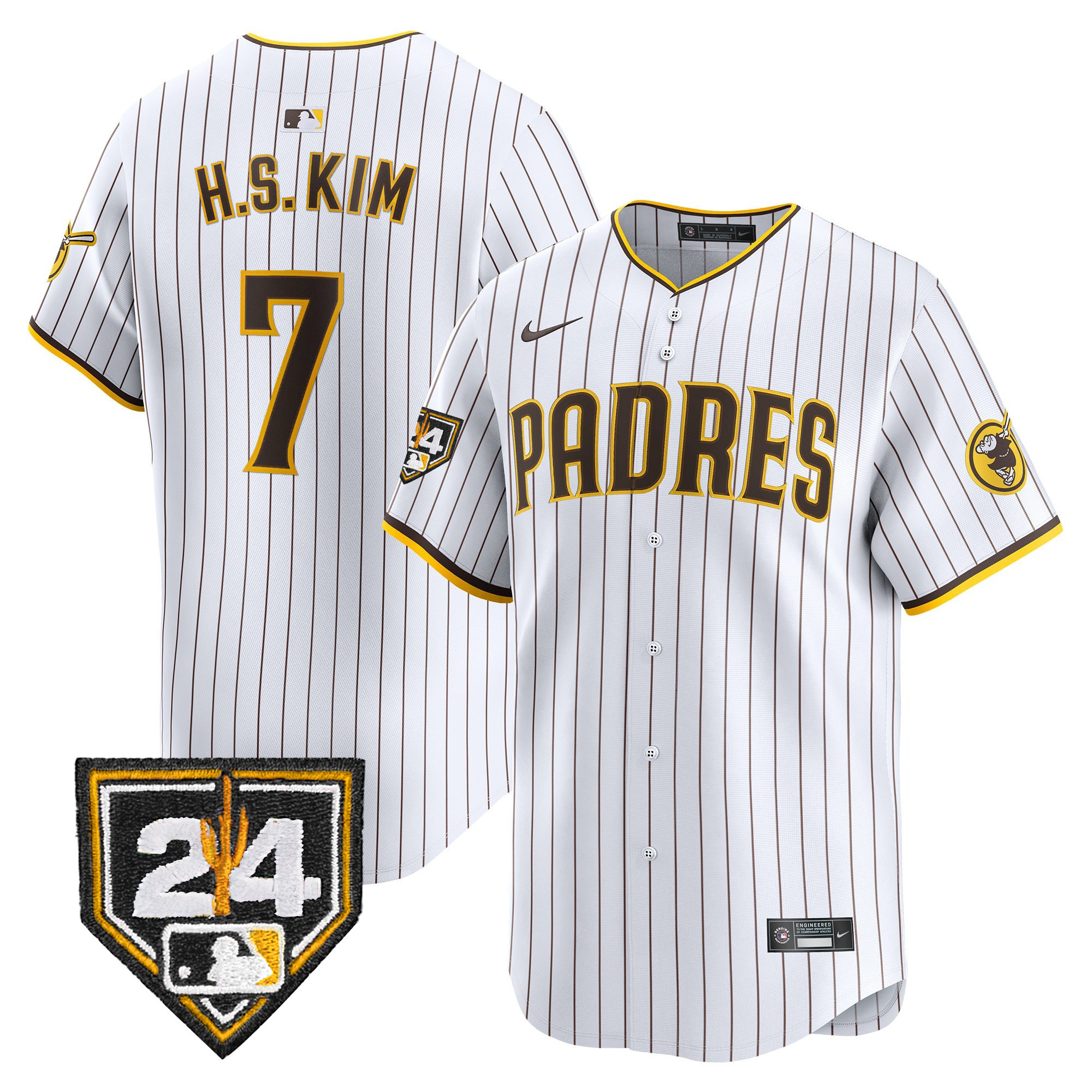 Ha-Seong Kim Men's San Diego Padres 2024 Spring Training Patch Vapor Premier Limited White Jersey - All Stitched