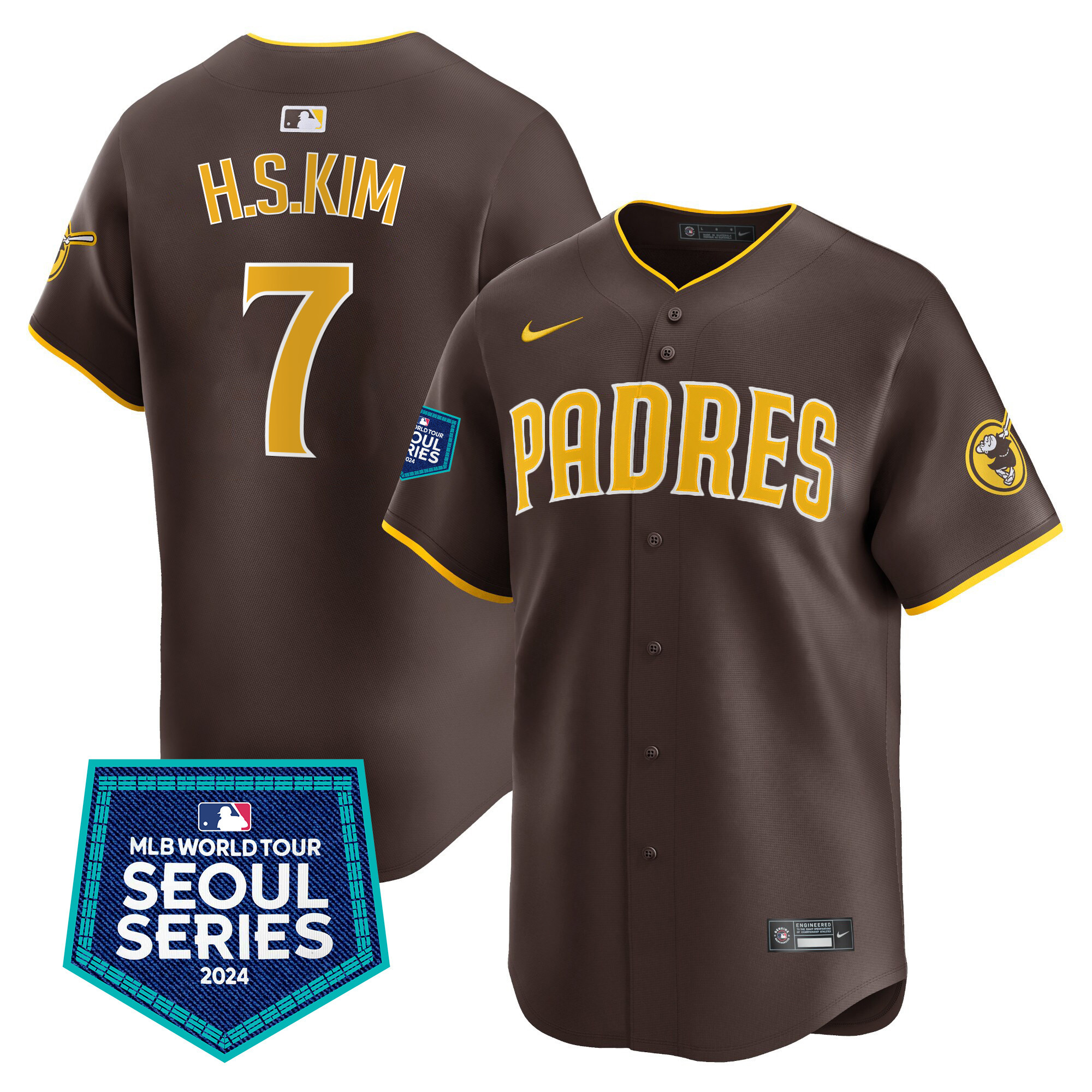 Ha-Seong Kim Men's San Diego Padres 2024 World Tour Seoul Series Patch Vapor Premier Limited Brown Jersey - All Stitched
