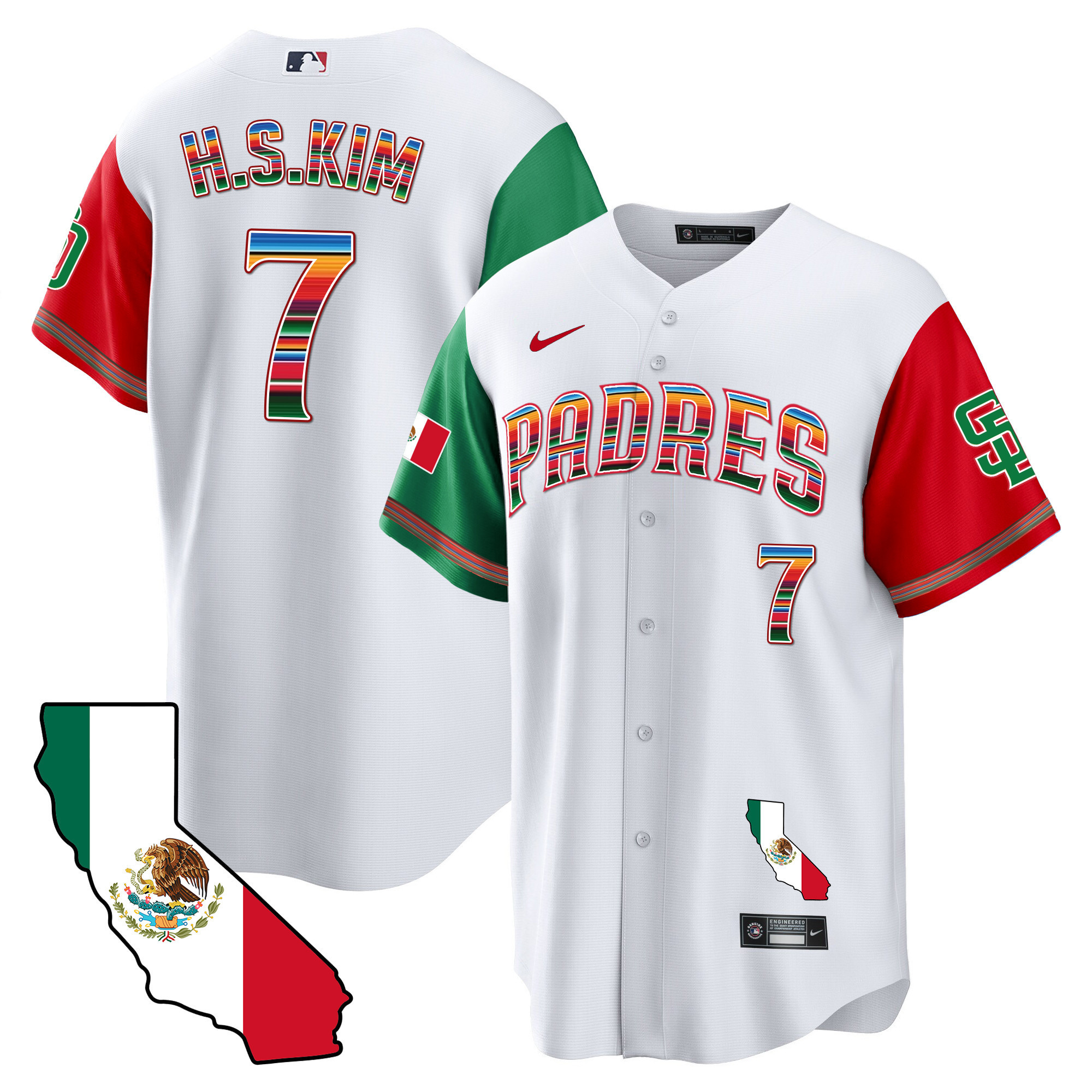 Ha-Seong Kim Men's San Diego Padres California Map Cool Base Color Sleeves Jersey - All Stitched