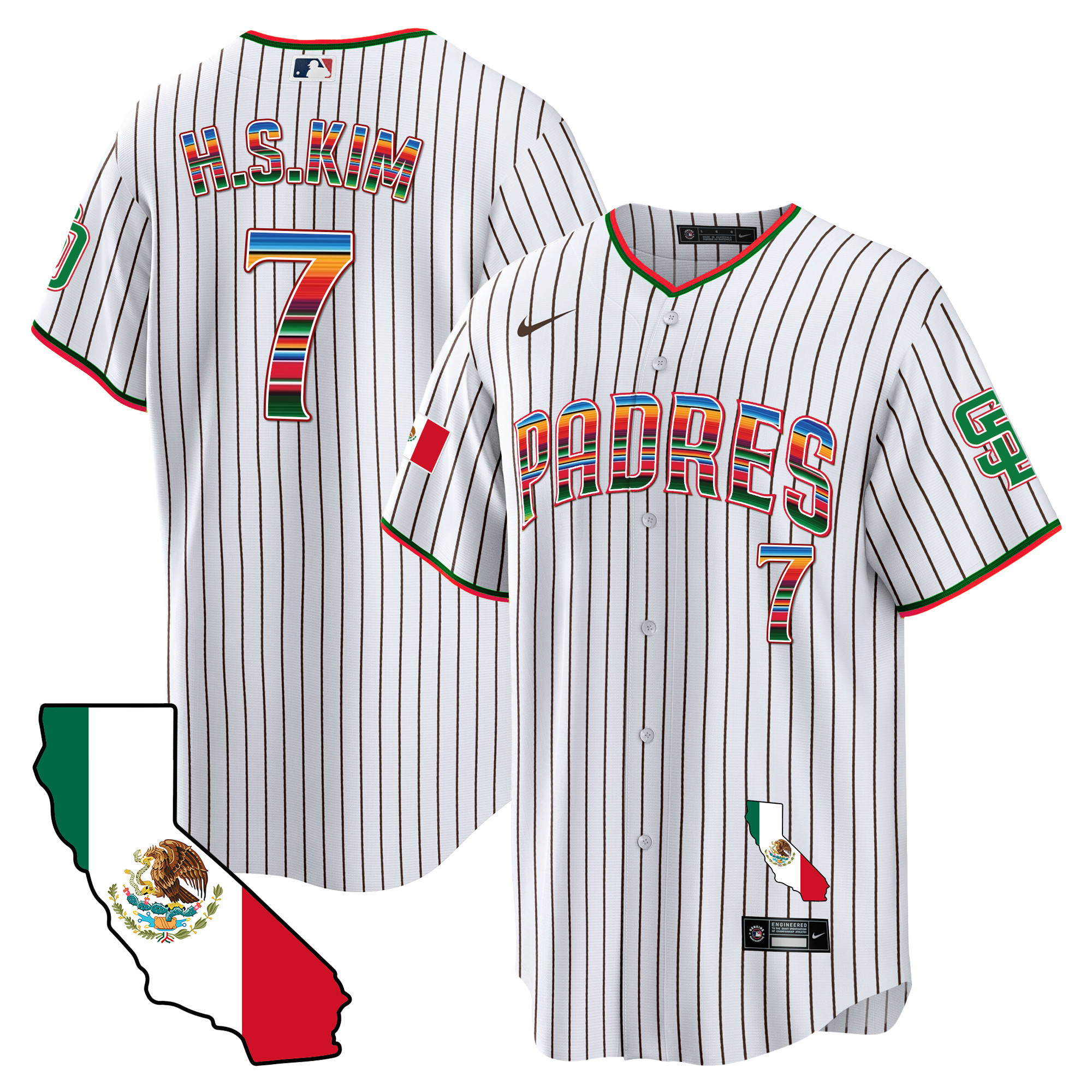 Ha-Seong Kim Men's San Diego Padres California Map Cool Base Pinstripe Jersey - All Stitched