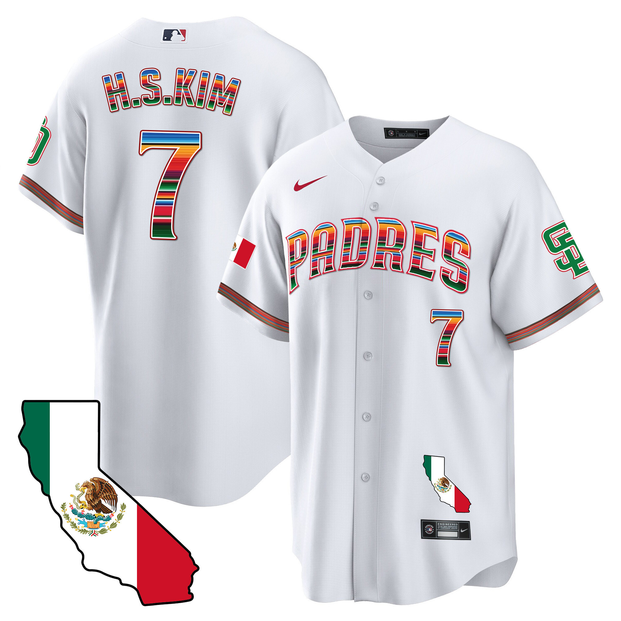 Ha-Seong Kim Men's San Diego Padres California Map Cool Base White Jersey - All Stitched