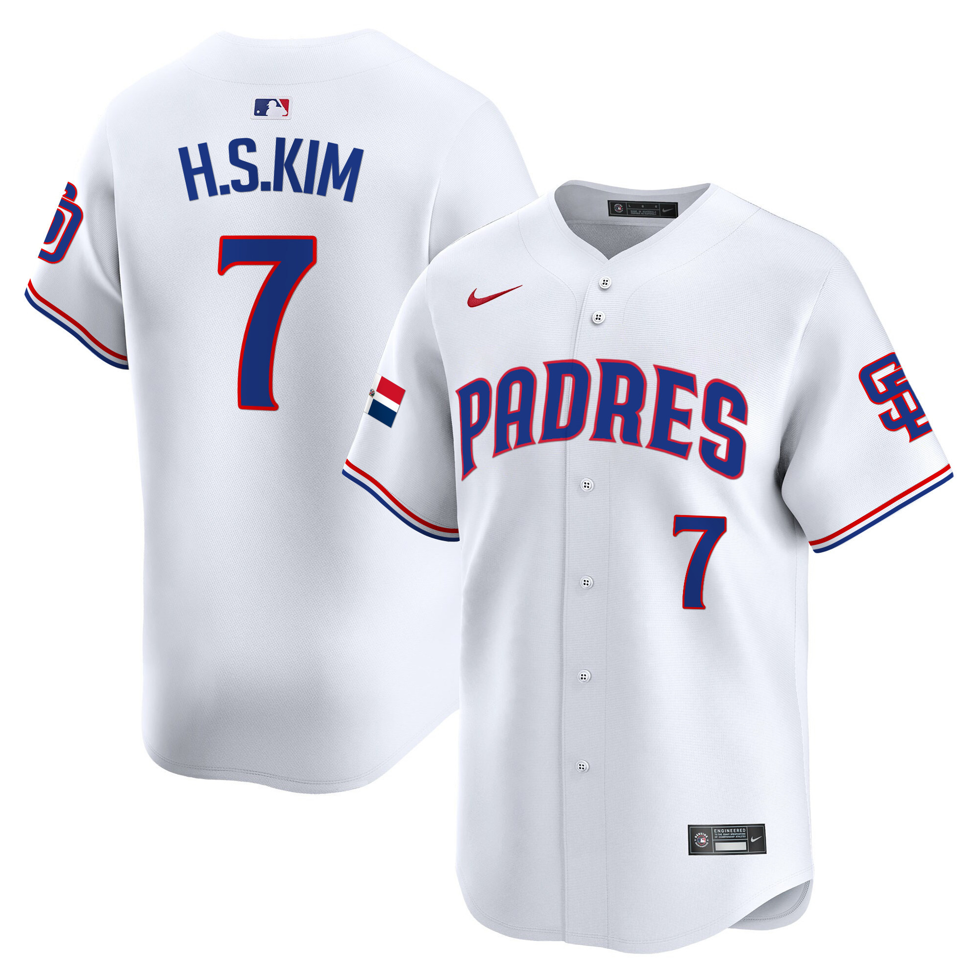 Ha-Seong Kim Men's San Diego Padres Dominican Republic Vapor Premier Limited White Jersey - All Stitched
