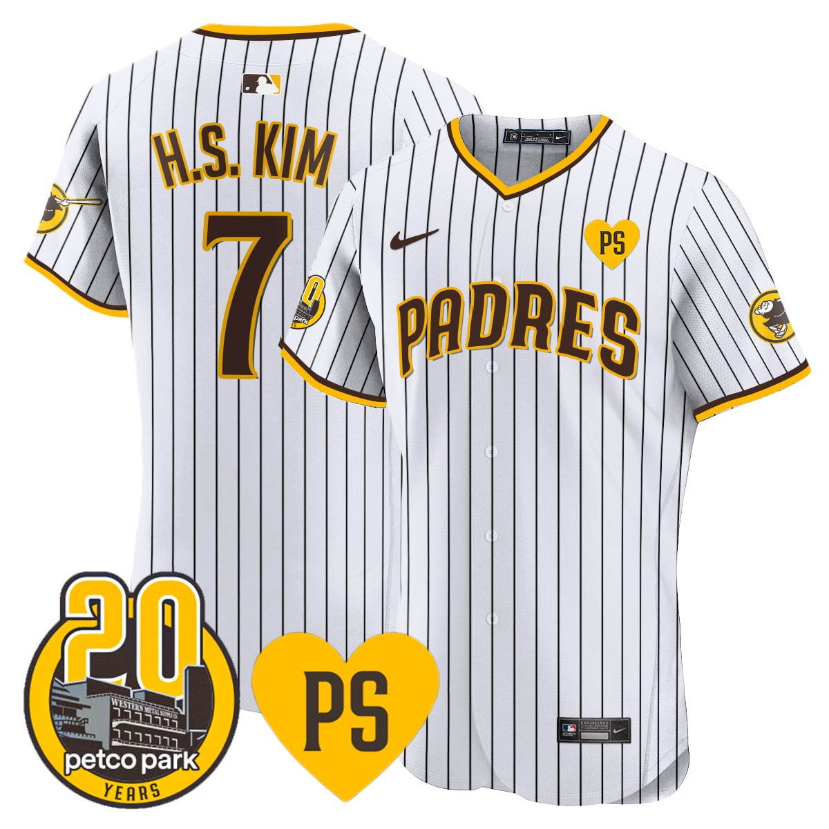 Ha-Seong Kim Men's San Diego Padres "For Peter" & Petco Park 20th Patch Vapor Premier Elite White Jersey - All Stitched