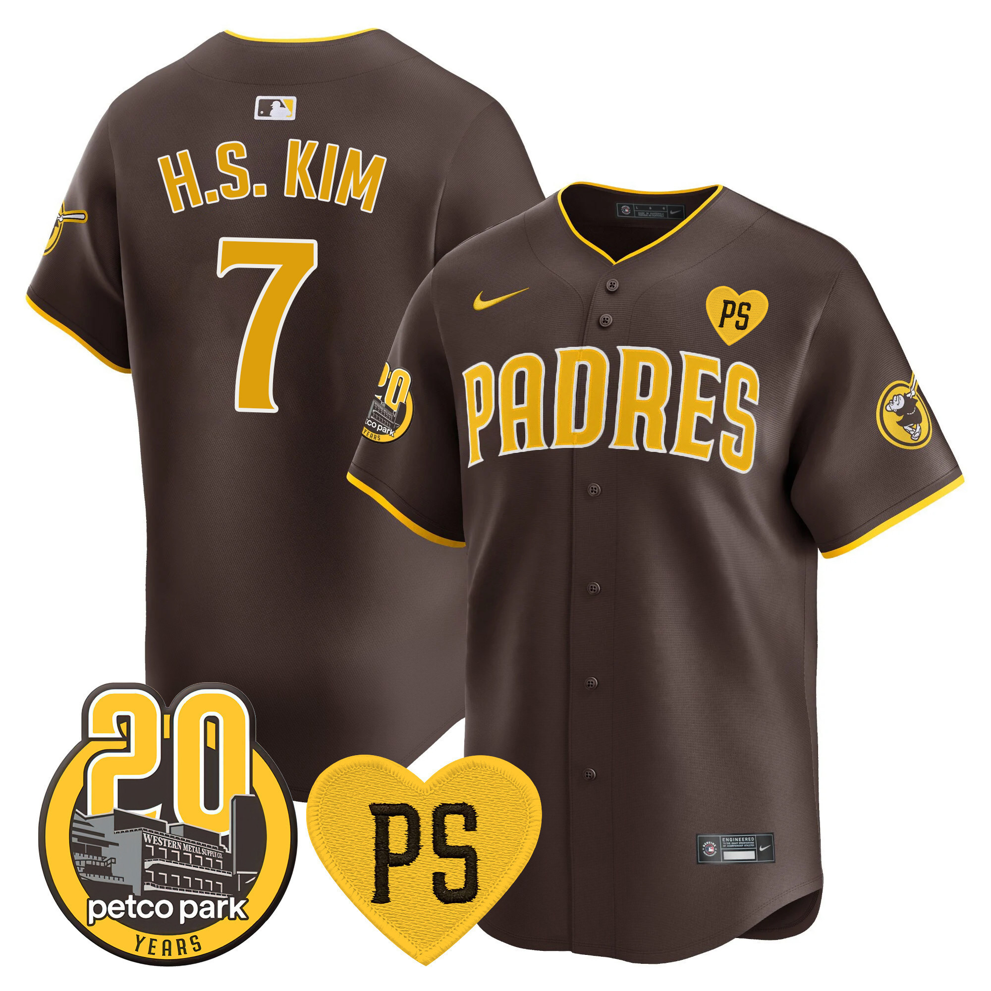 Ha-Seong Kim Men's San Diego Padres "For Peter" & Petco Park 20th Patch Vapor Premier Limited Brown Jersey - All Stitched
