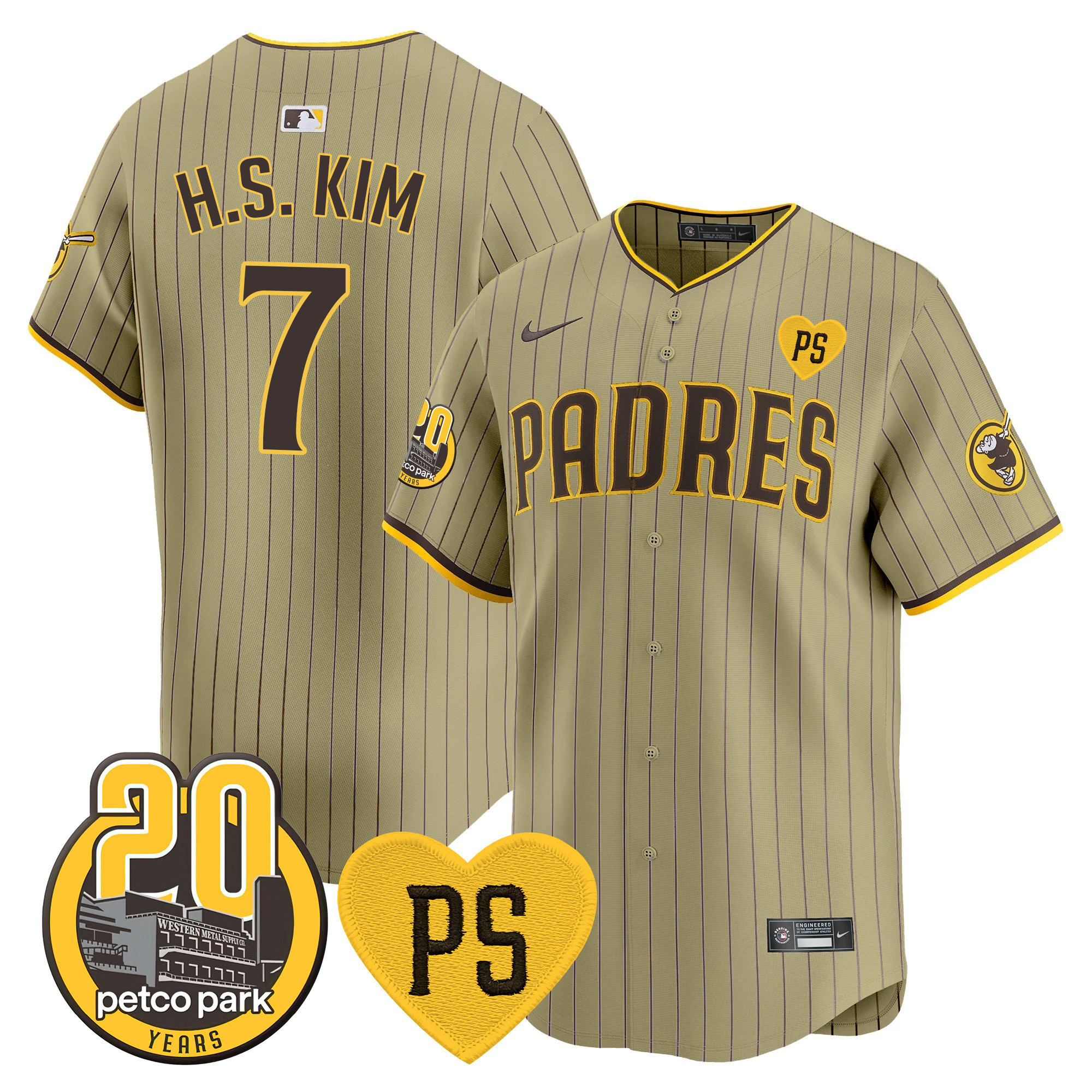 Ha-Seong Kim Men's San Diego Padres "For Peter" & Petco Park 20th Patch Vapor Premier Limited Tan Jersey - All Stitched