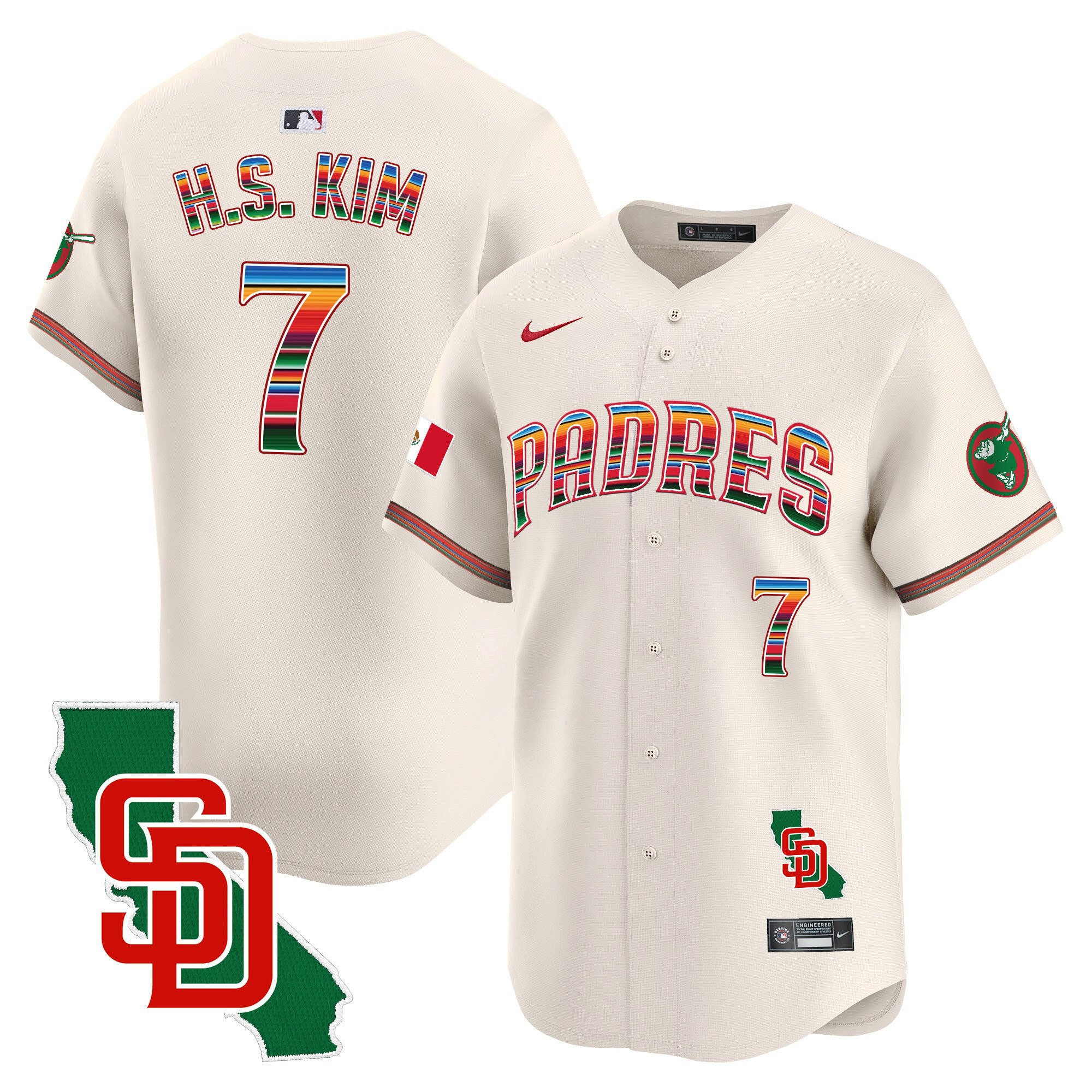 Ha-Seong Kim Men's San Diego Padres Mexico California Patch Vapor Premier Limited Cream Jersey - All Stitched