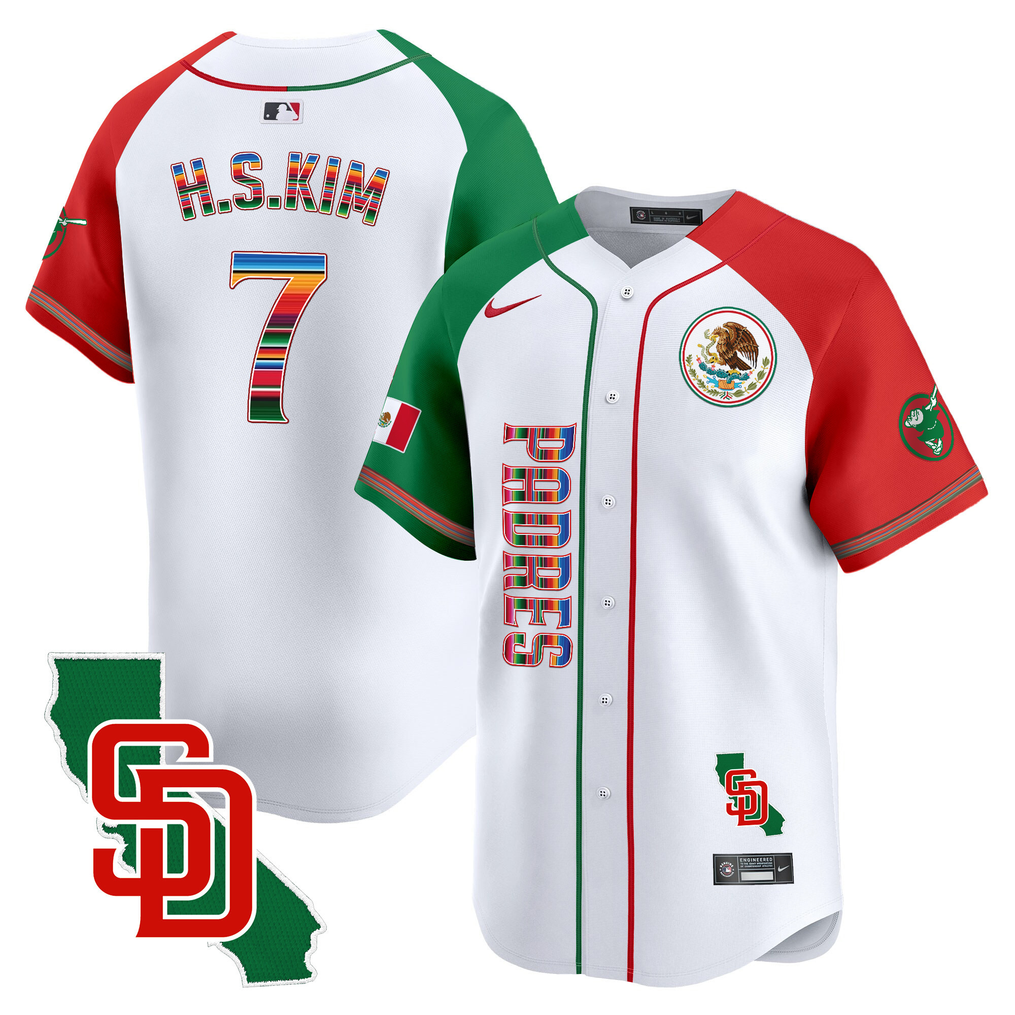 Ha-Seong Kim Men's San Diego Padres Mexico California Patch Vapor Premier Limited V2 Alternate Jersey - All Stitched