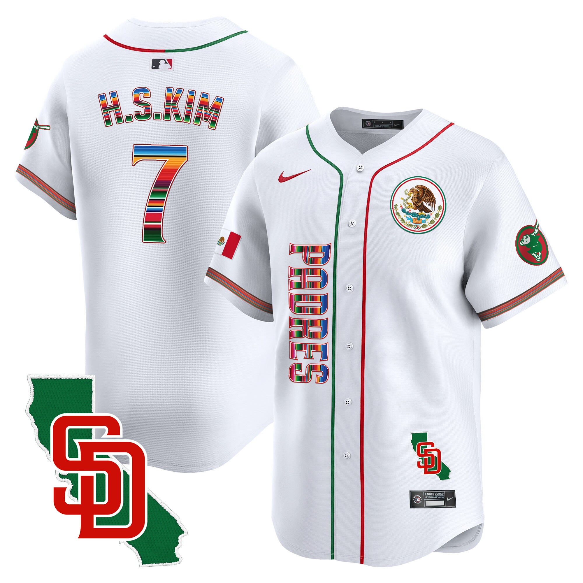 Ha-Seong Kim Men's San Diego Padres Mexico California Patch Vapor Premier Limited V2 White Jersey - All Stitched