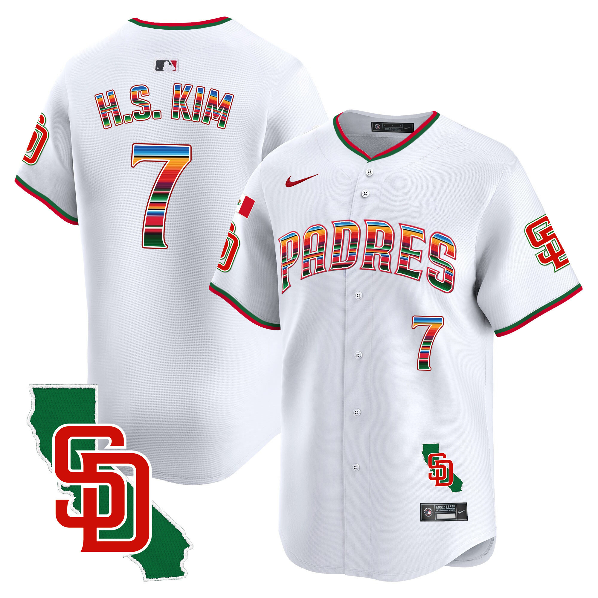 Ha-Seong Kim Men's San Diego Padres Mexico California Patch Vapor Premier Limited V3 White Jersey - All Stitched