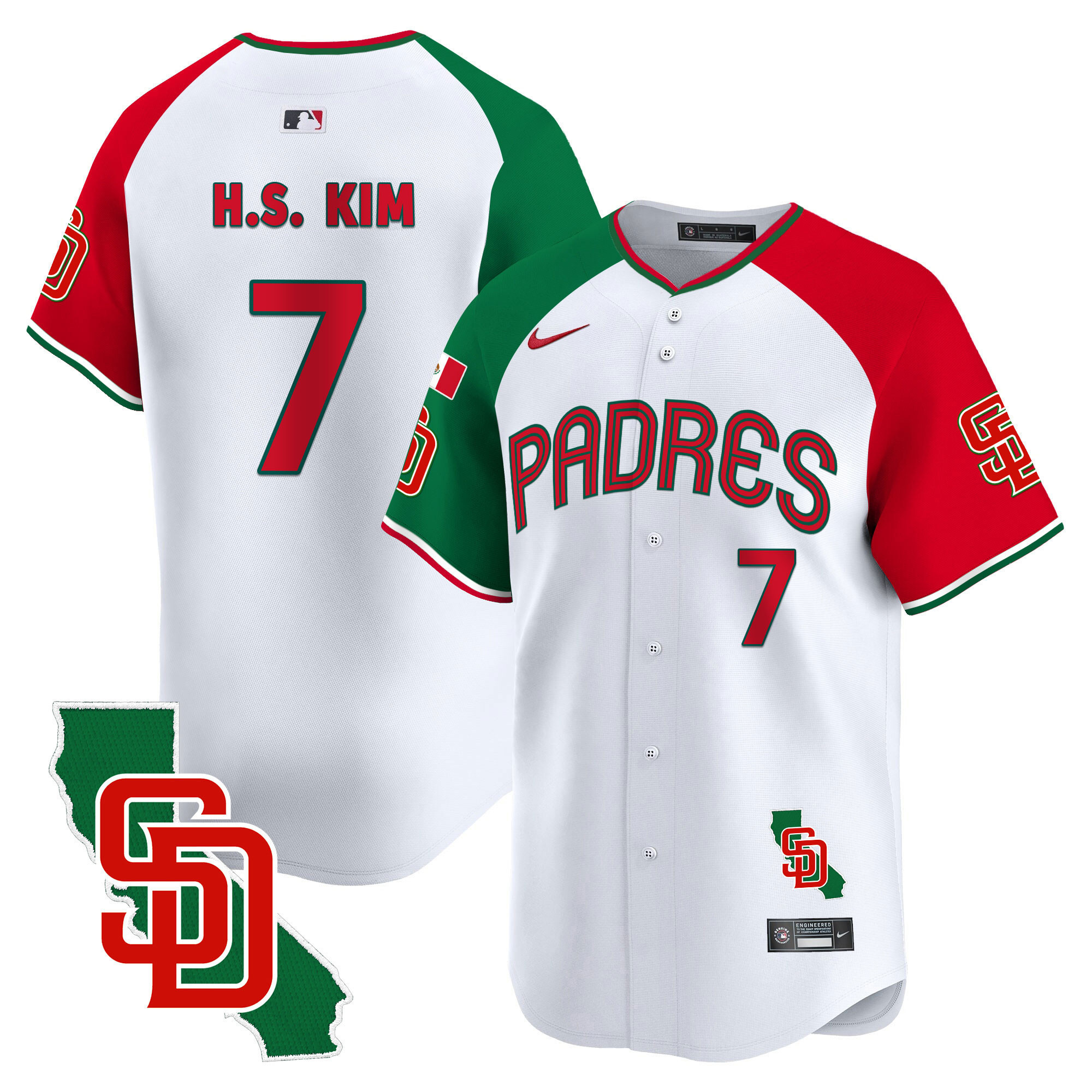 Ha-Seong Kim Men's San Diego Padres Mexico California Patch Vapor Premier Limited V4 Alternate Jersey - All Stitched