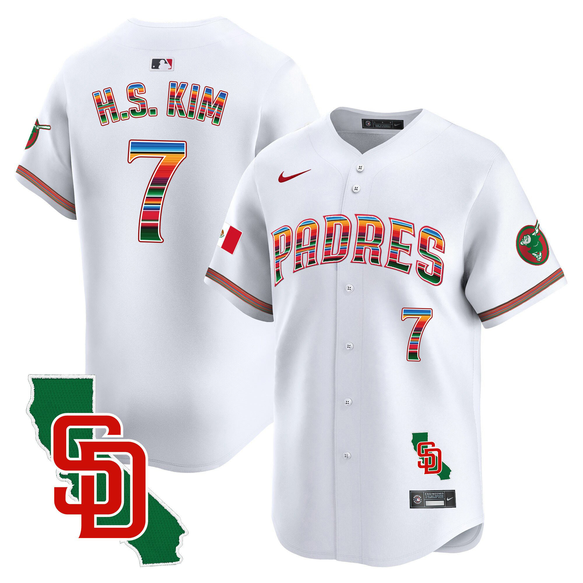 Ha-Seong Kim Men's San Diego Padres Mexico California Patch Vapor Premier Limited White Jersey - All Stitched
