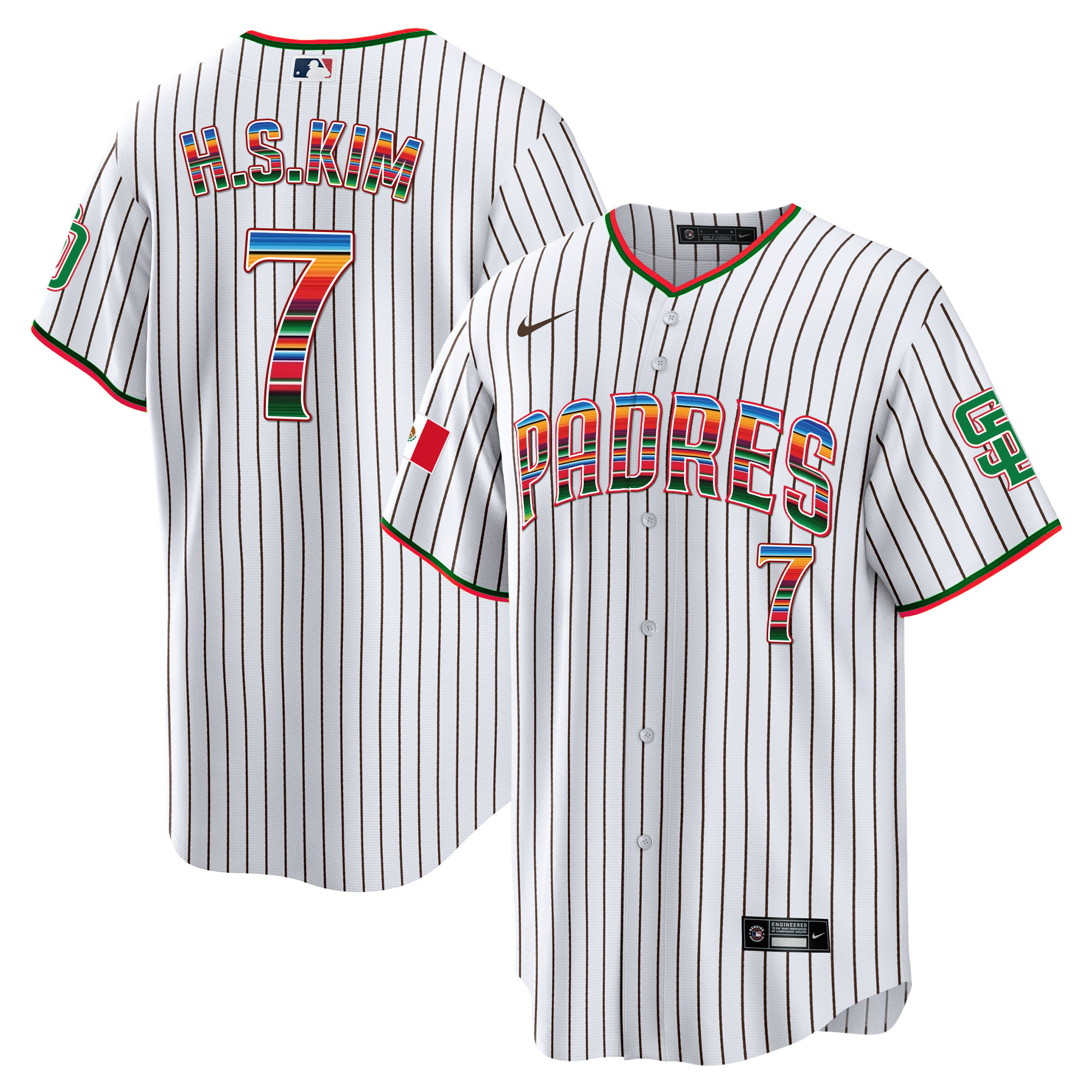 Ha-Seong Kim Men's San Diego Padres Mexico Cool Base Limited Pinstripe Jersey - All Stitched