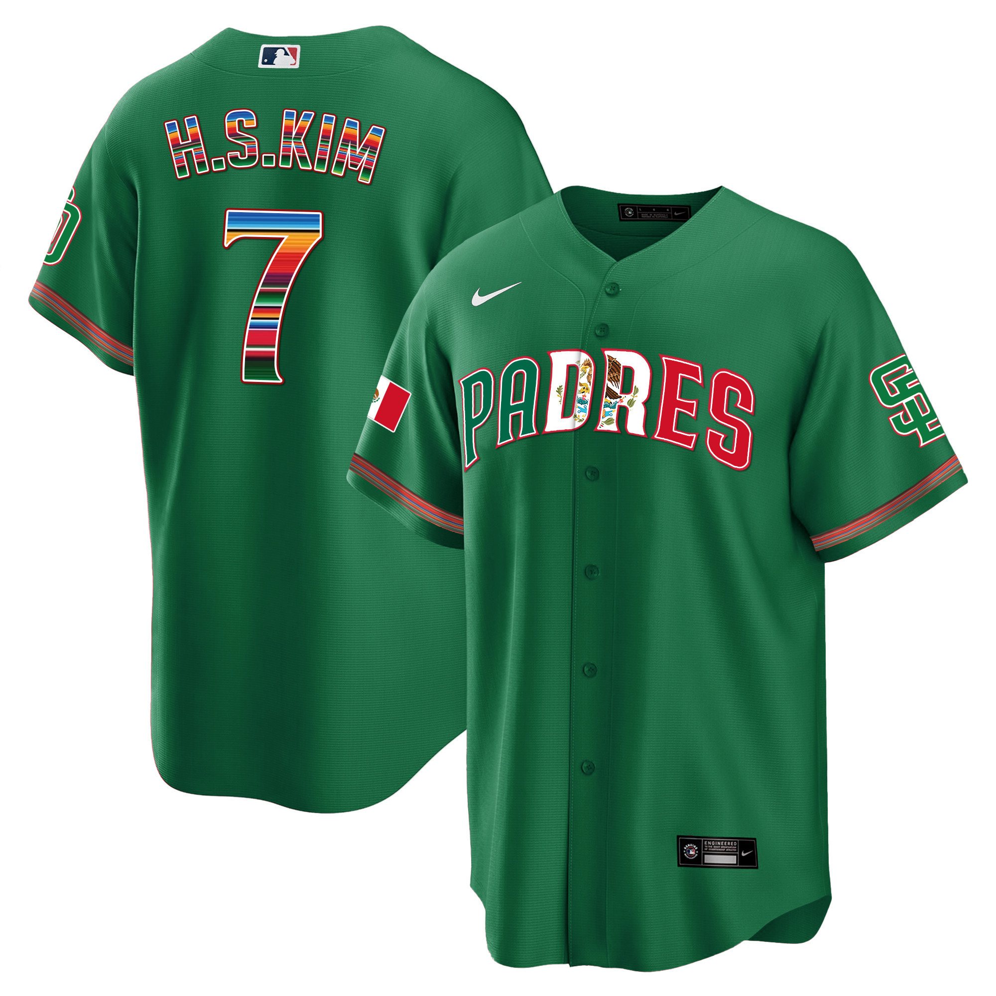 Ha-Seong Kim Men's San Diego Padres Mexico Cool Base Limited V2 Green Jersey - All Stitched