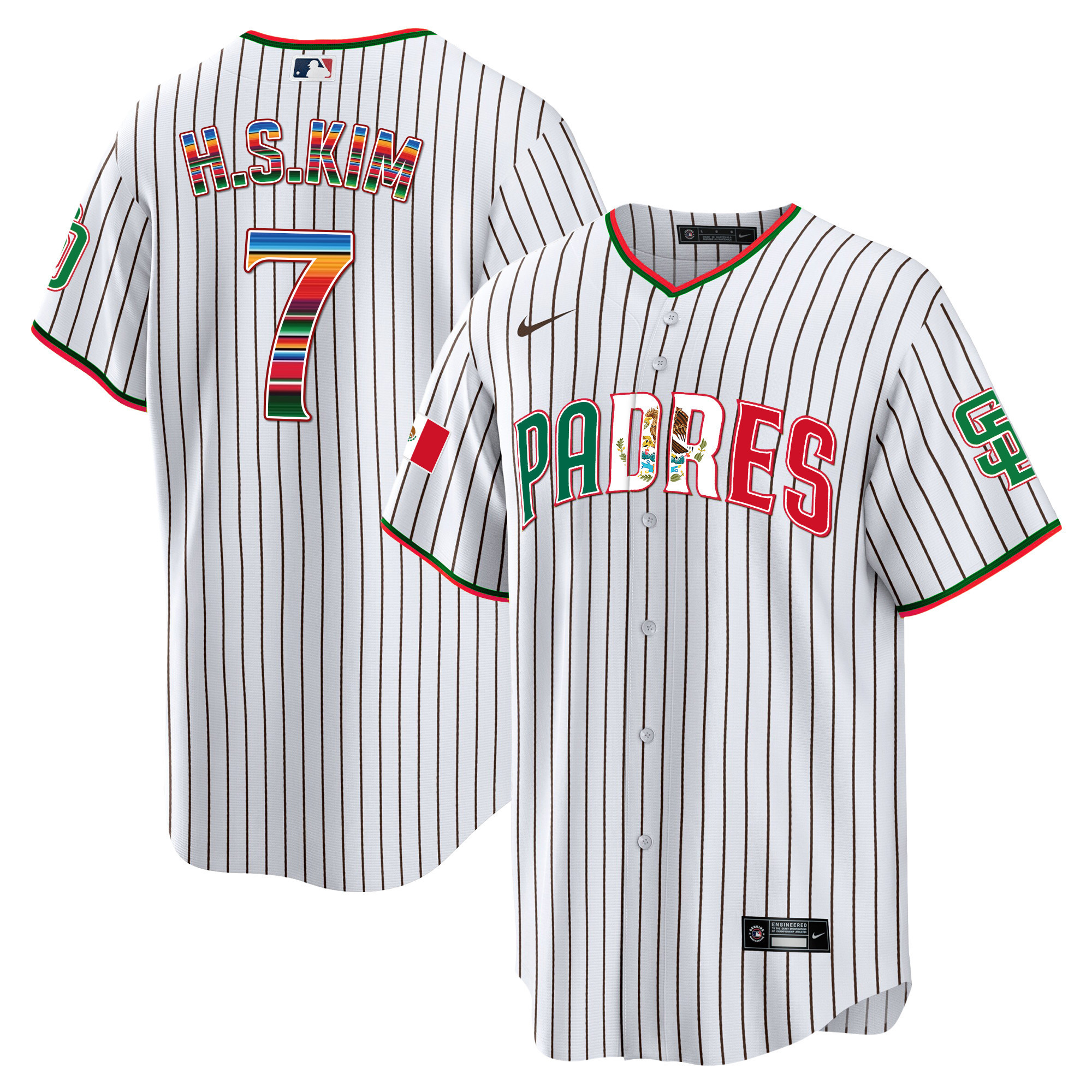 Ha-Seong Kim Men's San Diego Padres Mexico Cool Base Limited V2 Pinstripe Jersey - All Stitched