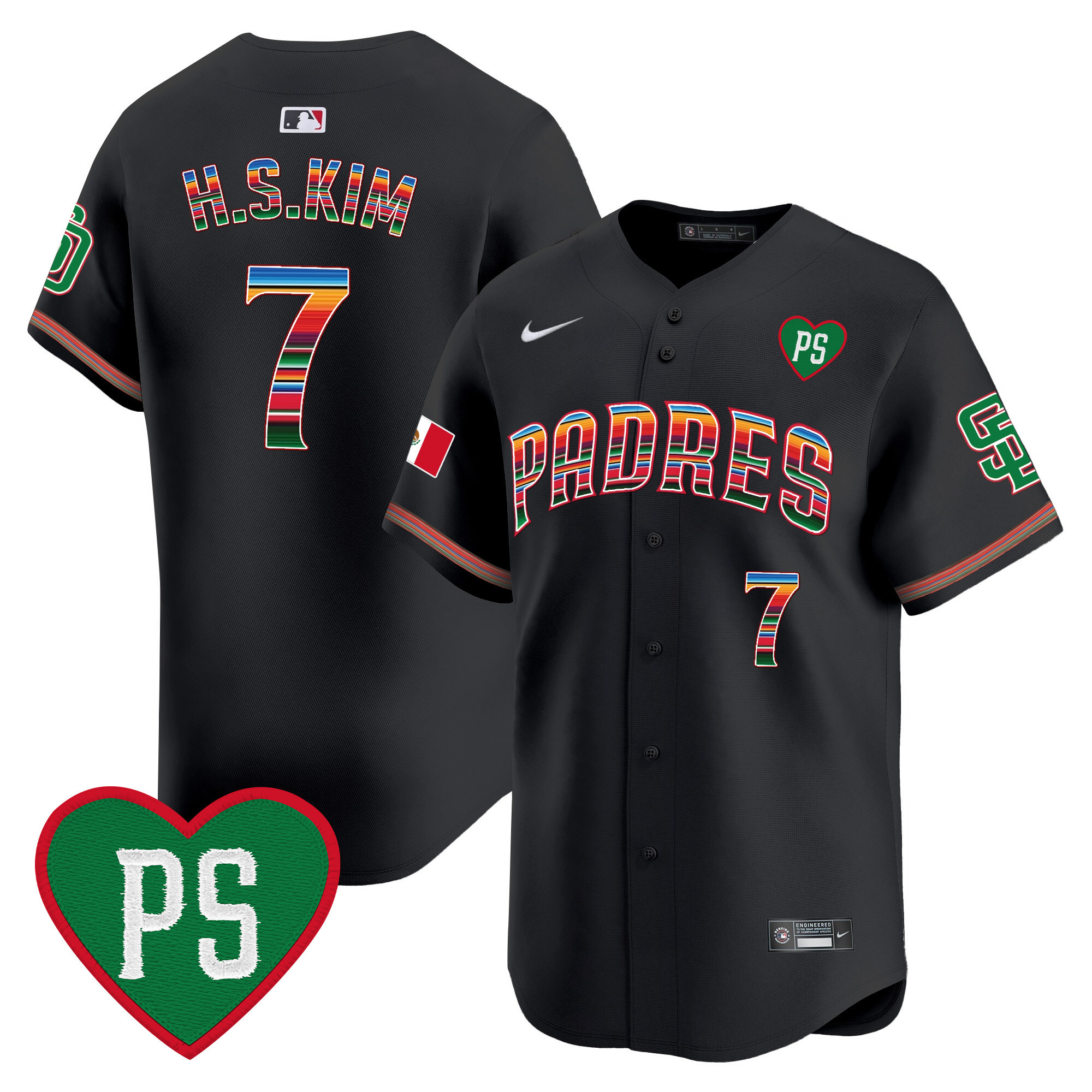 Ha-Seong Kim Men's San Diego Padres Mexico "For Peter" Patch Vapor Premier Limited Black Jersey - All Stitched