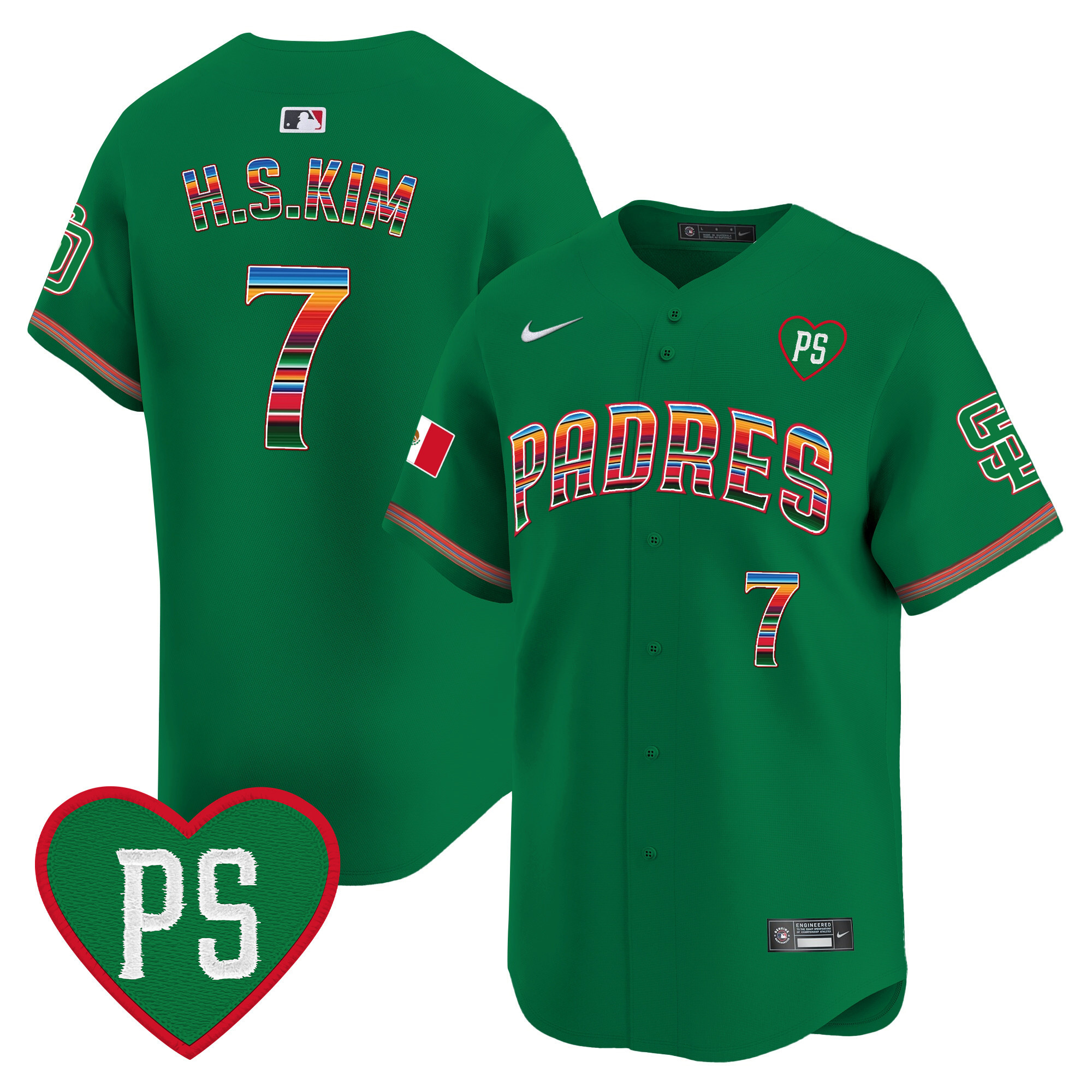 Ha-Seong Kim Men's San Diego Padres Mexico "For Peter" Patch Vapor Premier Limited Green Jersey - All Stitched