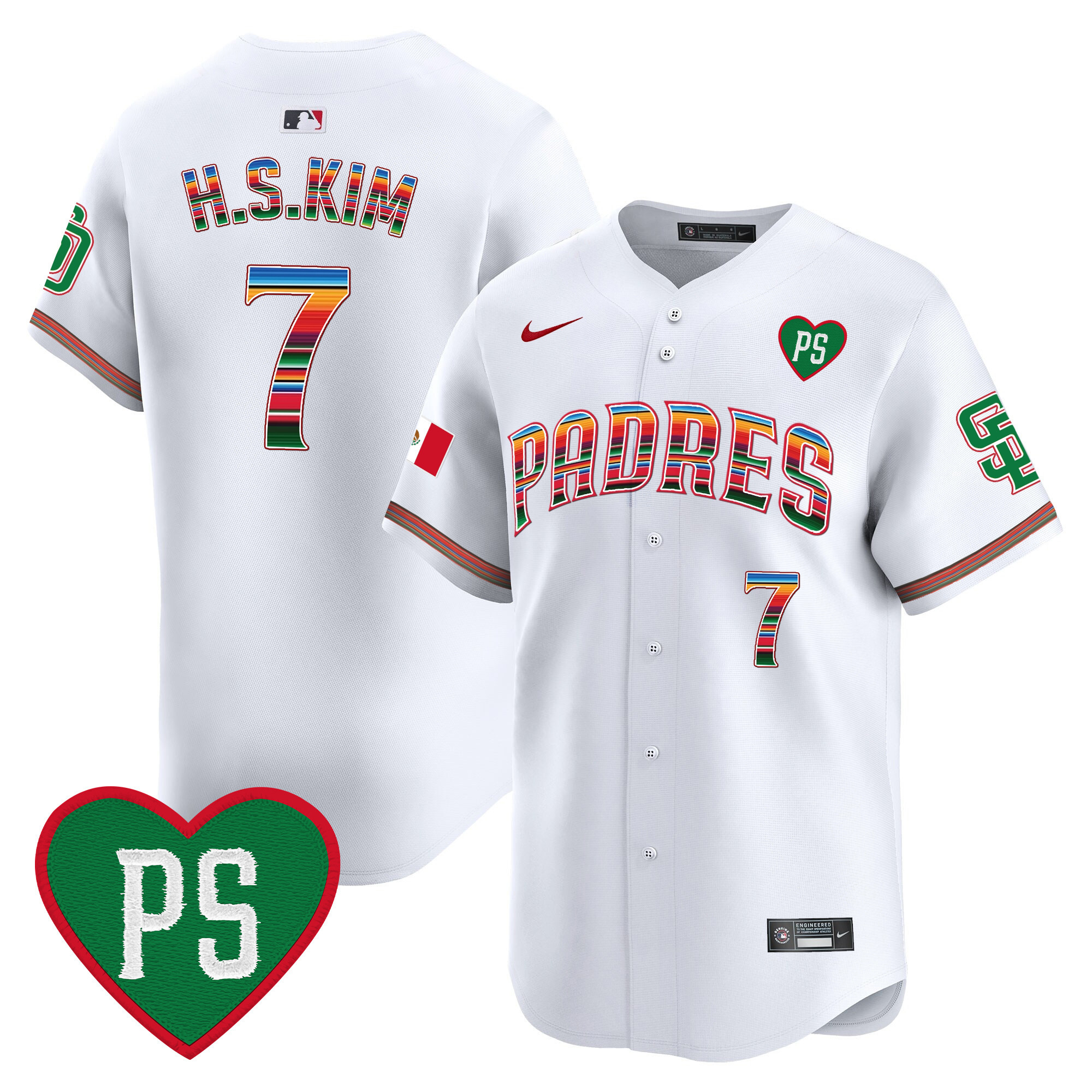 Ha-Seong Kim Men's San Diego Padres Mexico "For Peter" Patch Vapor Premier Limited White Jersey - All Stitched