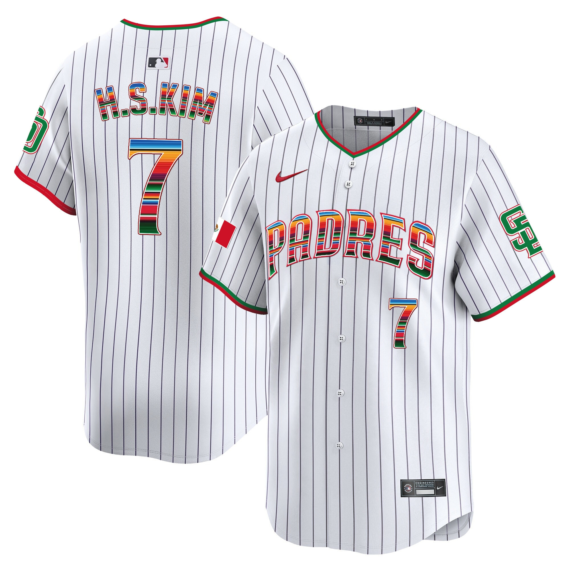 Ha-Seong Kim Men's San Diego Padres Mexico Premier Limited Pinstripe Jersey - All Stitched