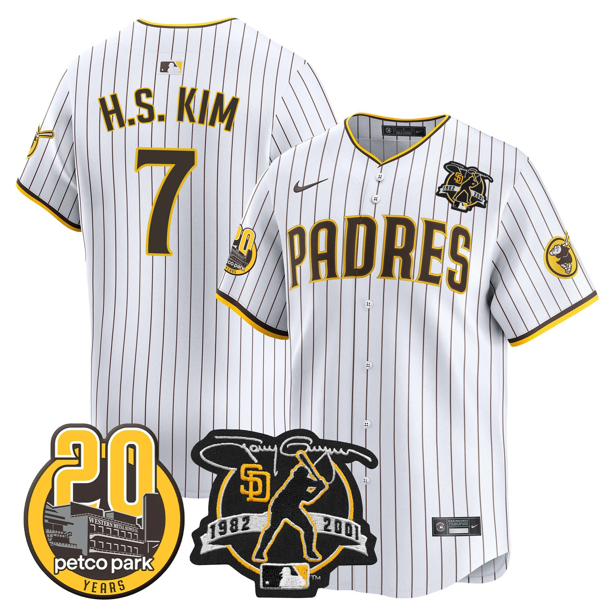 Ha-Seong Kim Men's San Diego Padres Tony Gwynn & Petco Park 20th Patch Vapor Premier Limited White Jersey - All Stitched