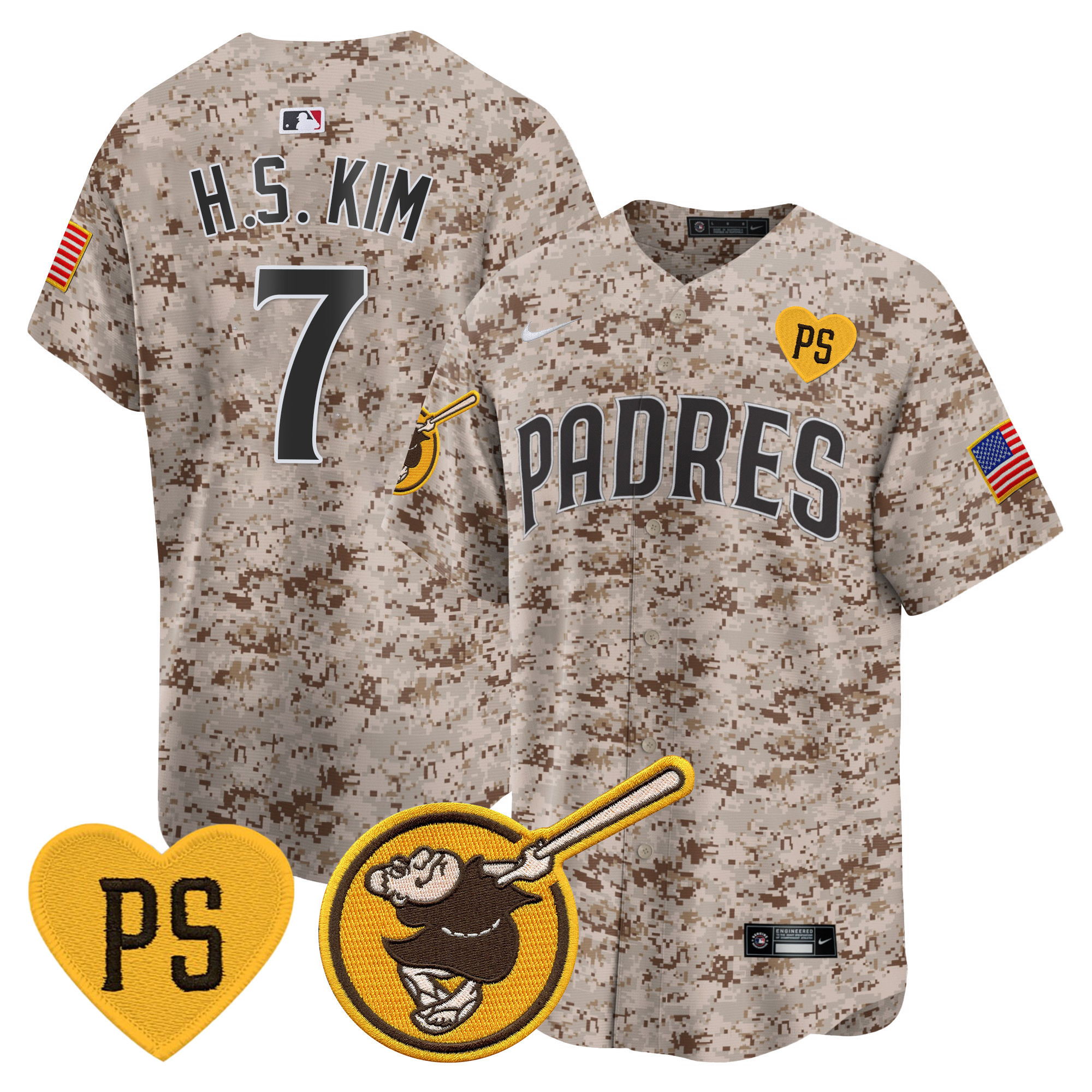 Ha-Seong Kim Men's San Diego Padres USMC Alternate Vapor Premier Limited Desert Jersey - All Stitched