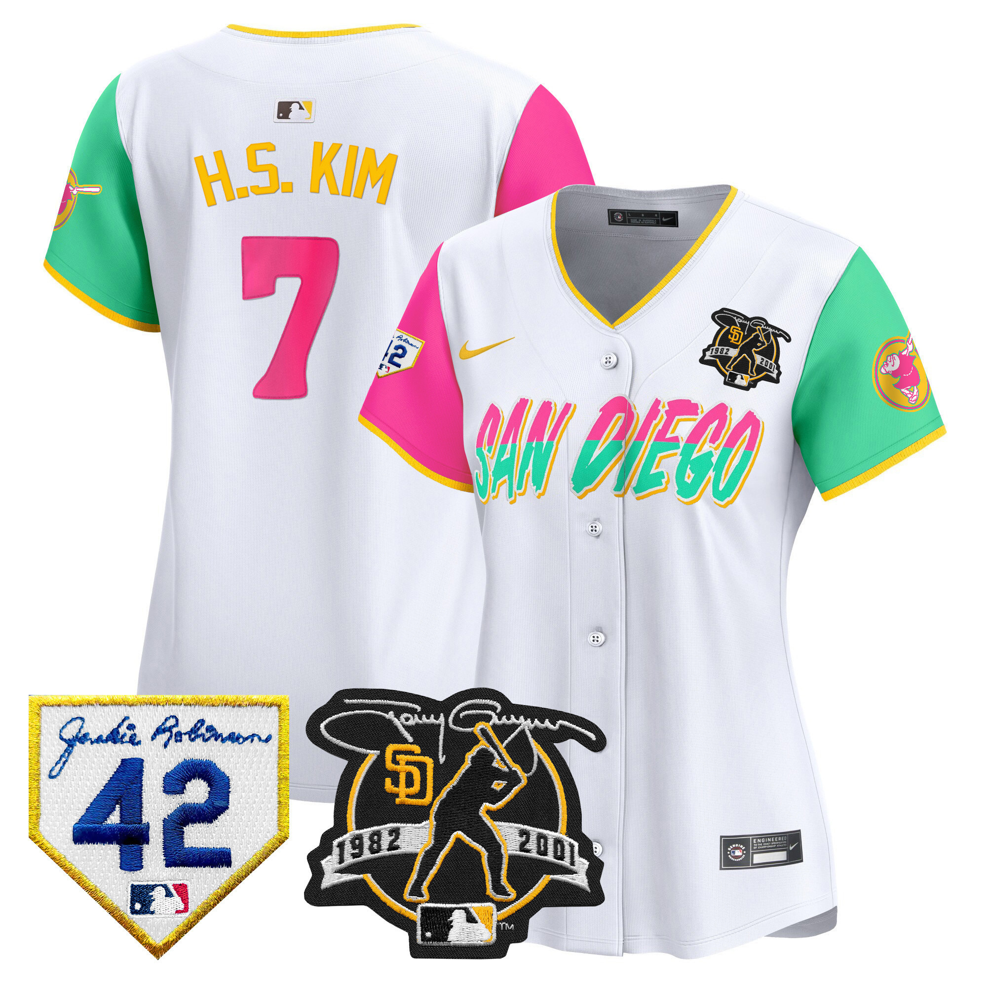Ha-Seong Kim Women's San Diego Padres 2024 Tony Gwynn & Robinson Patch Vapor Premier Limited City Connect Jersey - All Stitched