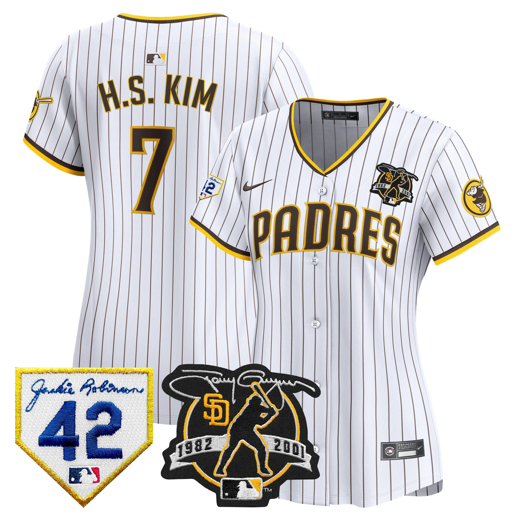 Ha-Seong Kim Women's San Diego Padres 2024 Tony Gwynn & Robinson Patch Vapor Premier Limited White Jersey - All Stitched