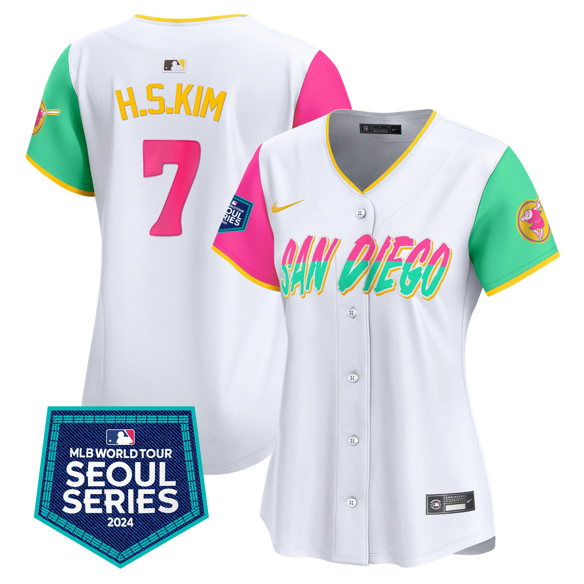 Ha-Seong Kim Women's San Diego Padres 2024 World Tour Seoul Series Patch Vapor Premier Limited City Connect Jersey - All Stitched