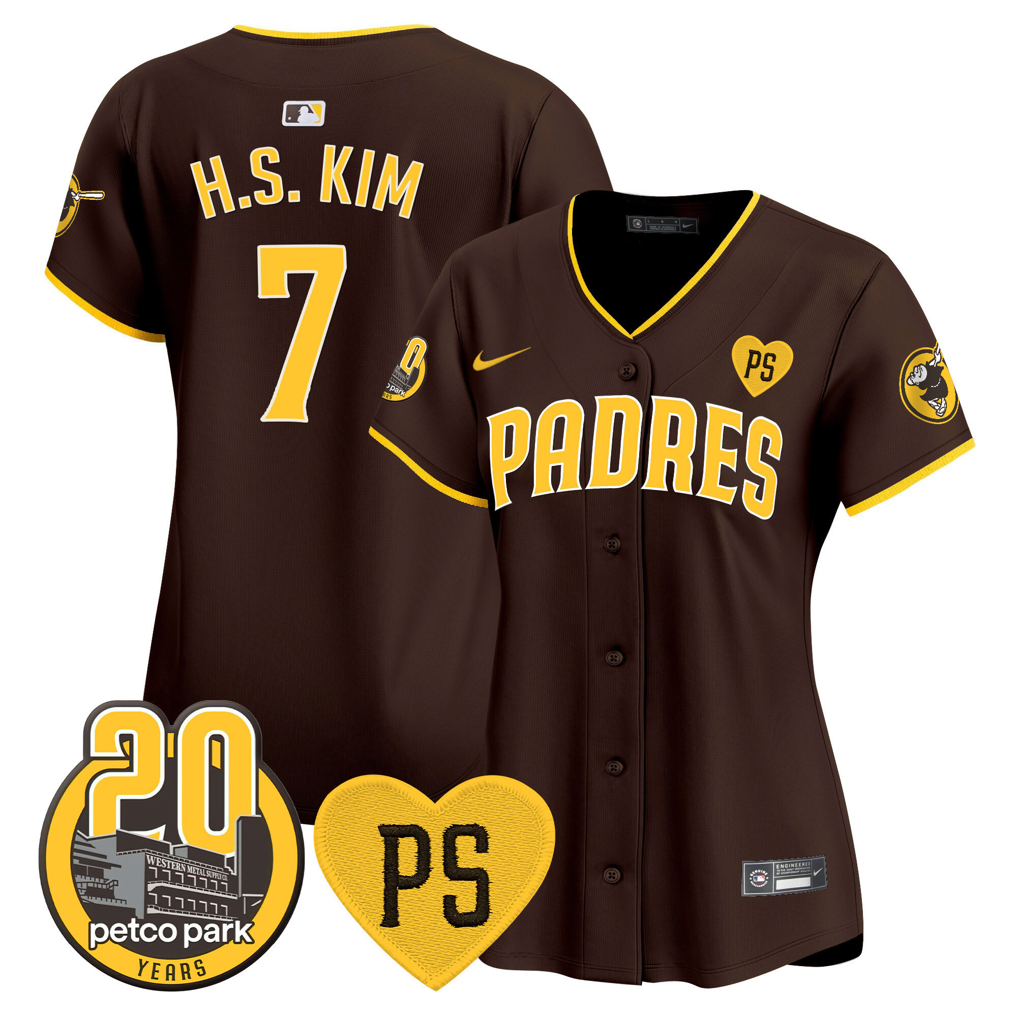 Ha-Seong Kim Women's San Diego Padres "For Peter" & Petco Park 20th Patch Vapor Premier Limited Brown Jersey - All Stitched