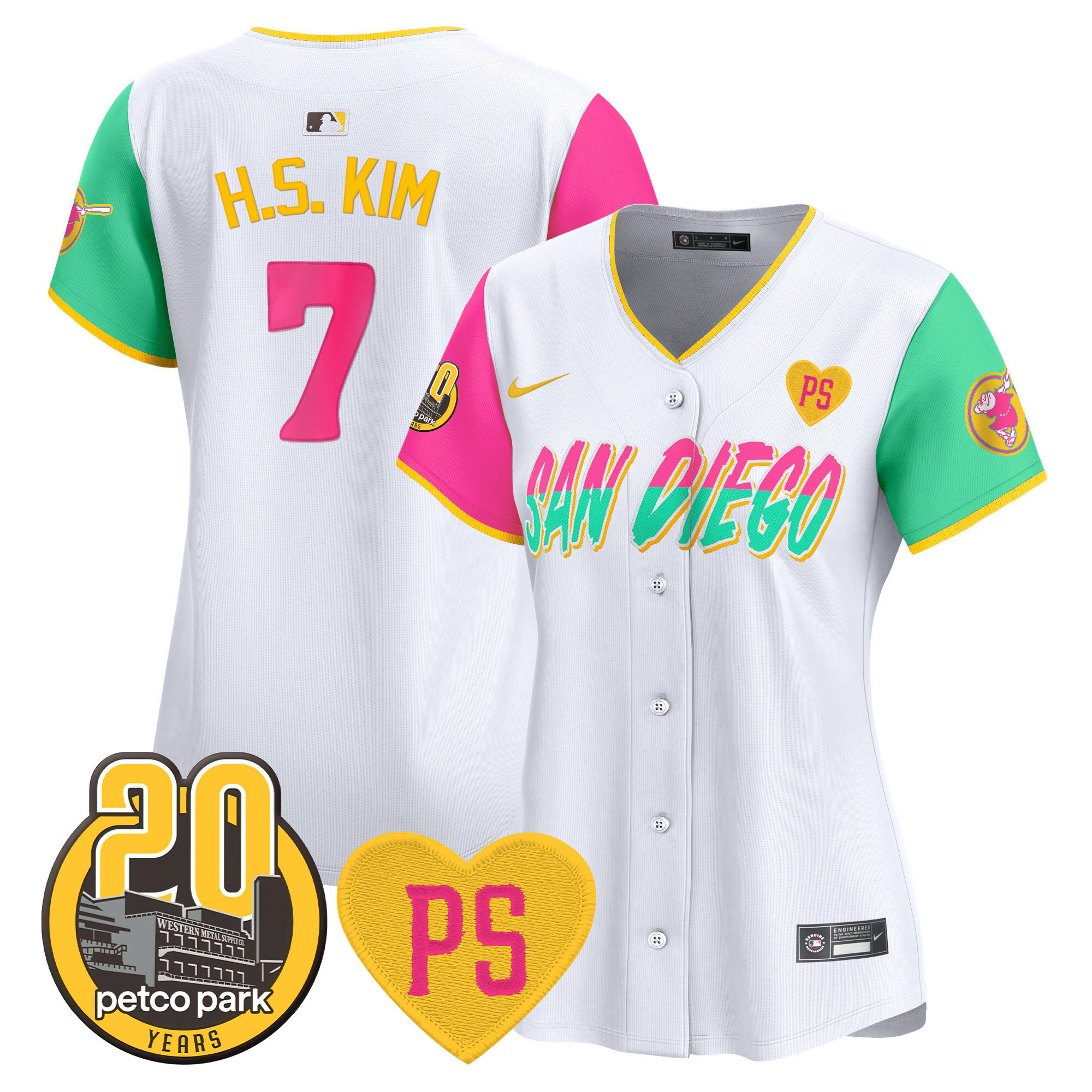 Ha-Seong Kim Women's San Diego Padres "For Peter" & Petco Park 20th Patch Vapor Premier Limited City Connect Jersey - All Stitched