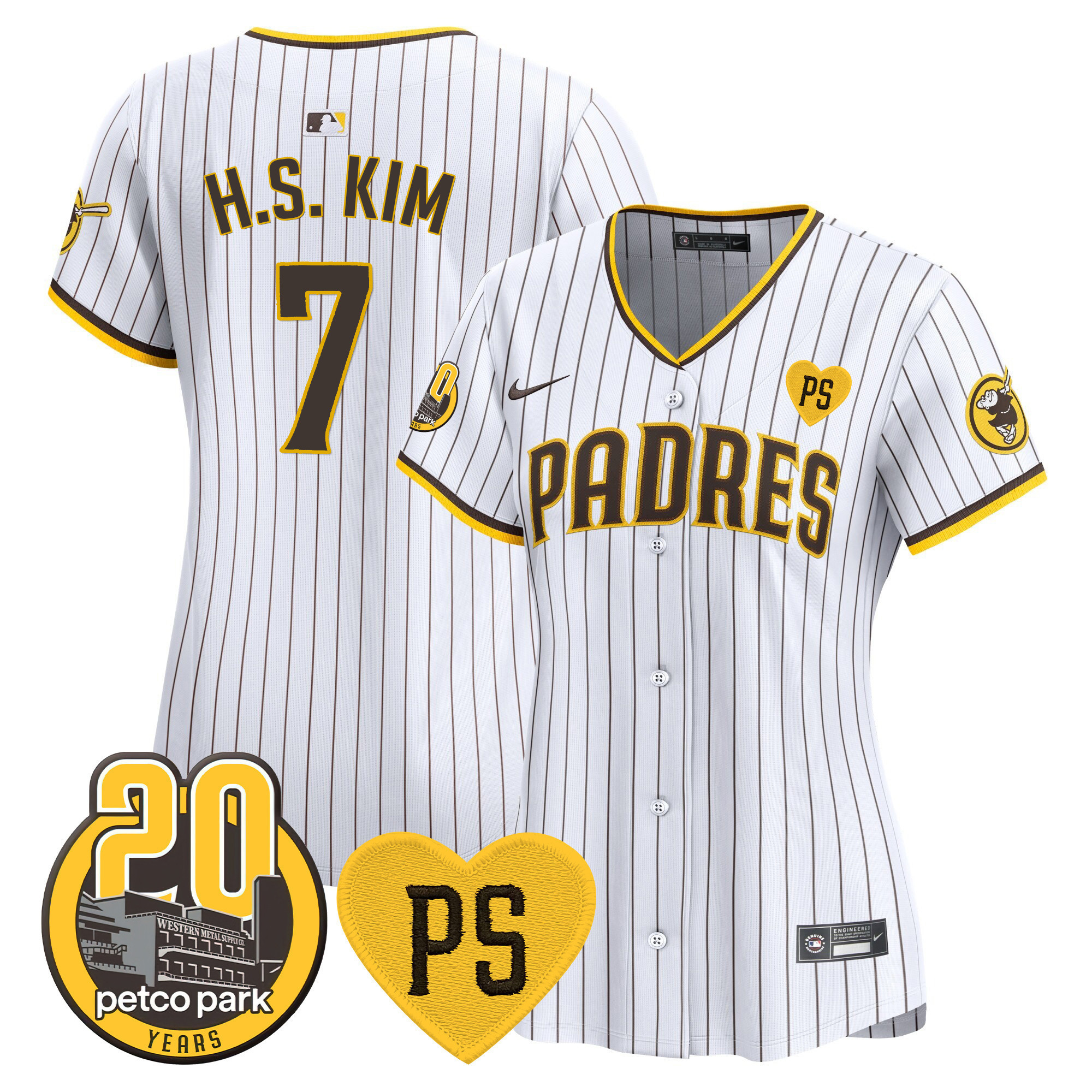 Ha-Seong Kim Women's San Diego Padres "For Peter" & Petco Park 20th Patch Vapor Premier Limited White Jersey - All Stitched