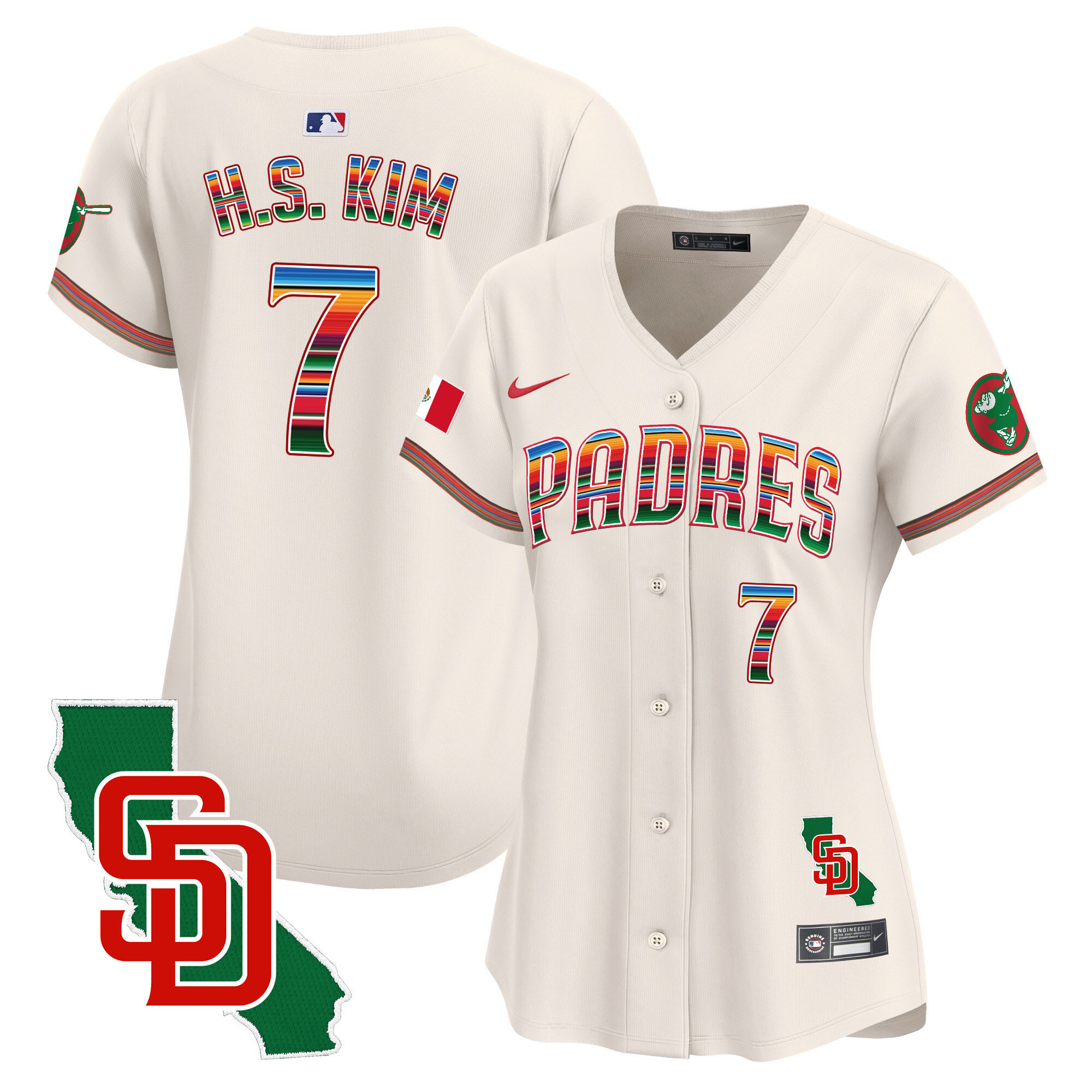 Ha-Seong Kim Women's San Diego Padres Mexico California Patch Vapor Premier Limited Cream Jersey - All Stitched