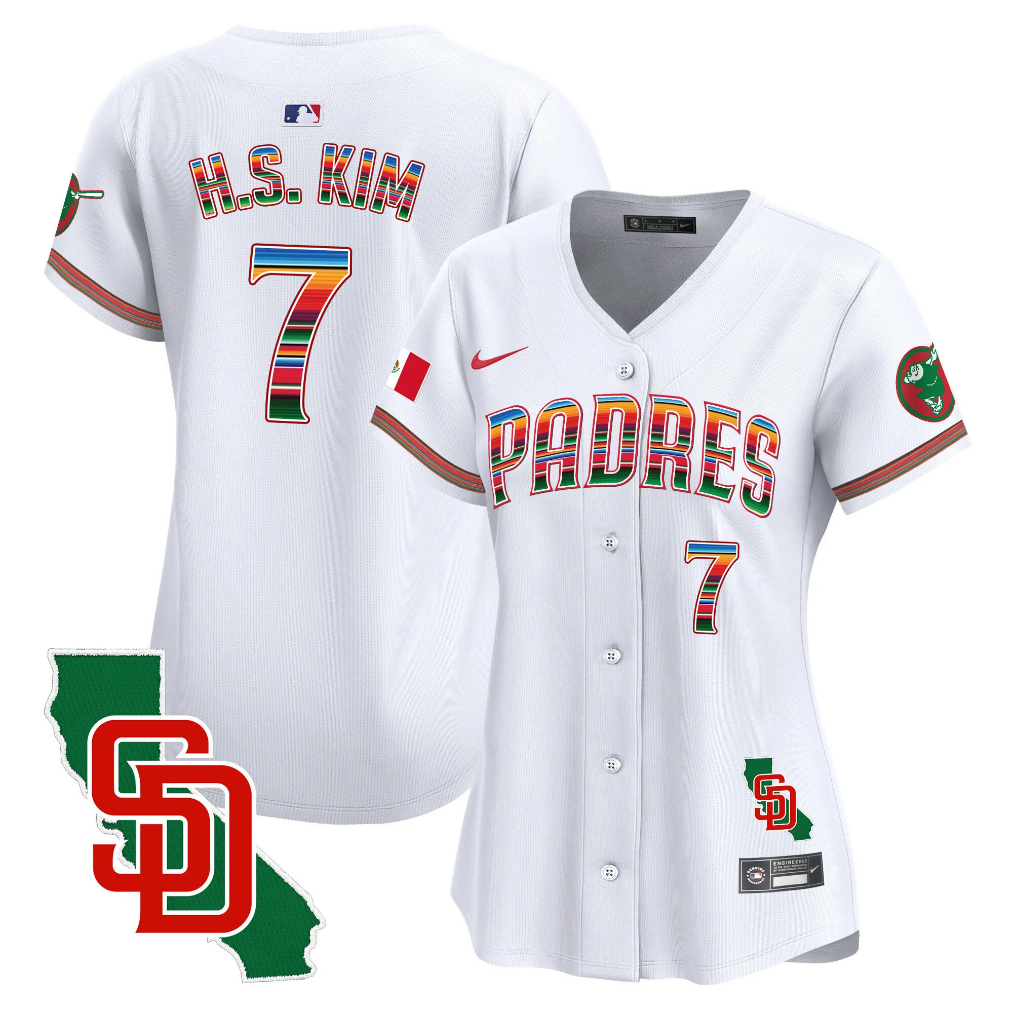 Ha-Seong Kim Women's San Diego Padres Mexico California Patch Vapor Premier Limited White Jersey - All Stitched