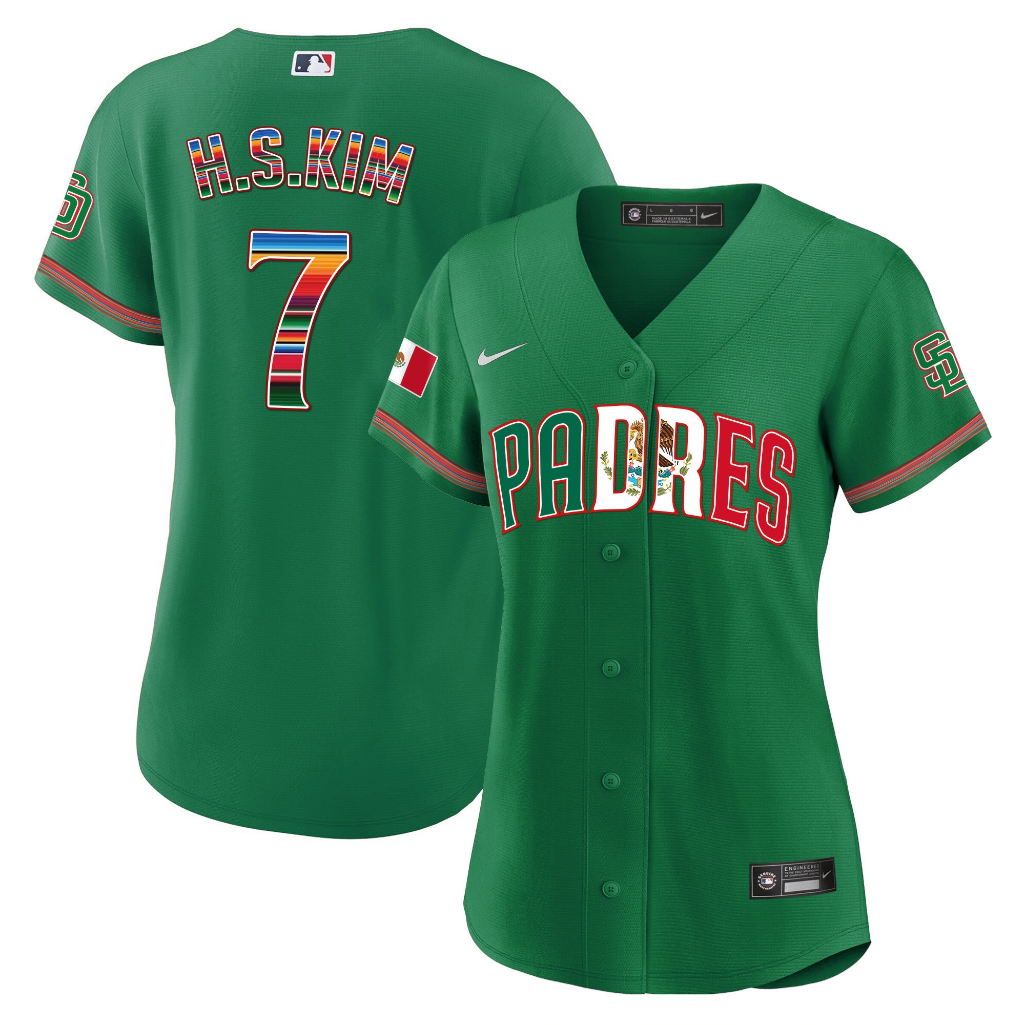 Ha-Seong Kim Women's San Diego Padres Mexico Cool Base Limited V2 Green Jersey - All Stitched