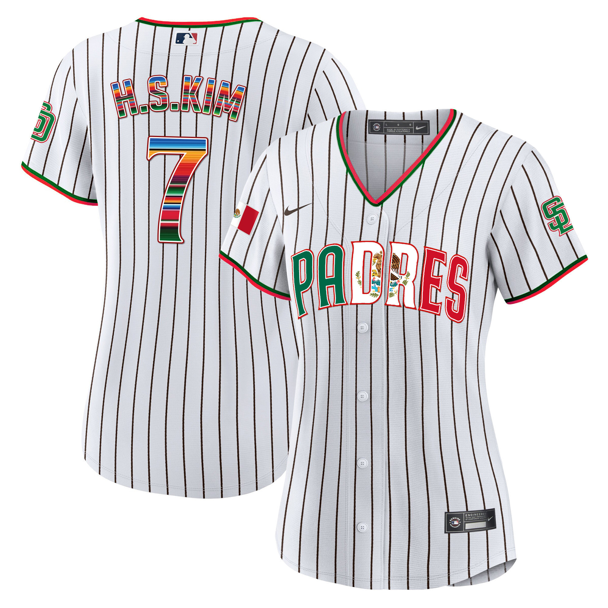 Ha-Seong Kim Women's San Diego Padres Mexico Cool Base Limited V2 Pinstripe Jersey - All Stitched