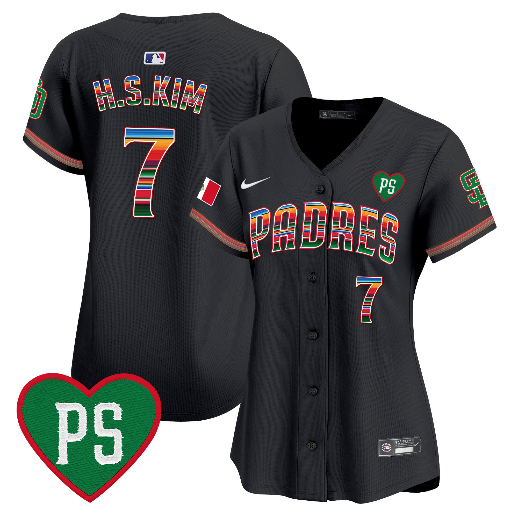 Ha-Seong Kim Women's San Diego Padres Mexico "For Peter" Patch Vapor Premier Limited Black Jersey - All Stitched