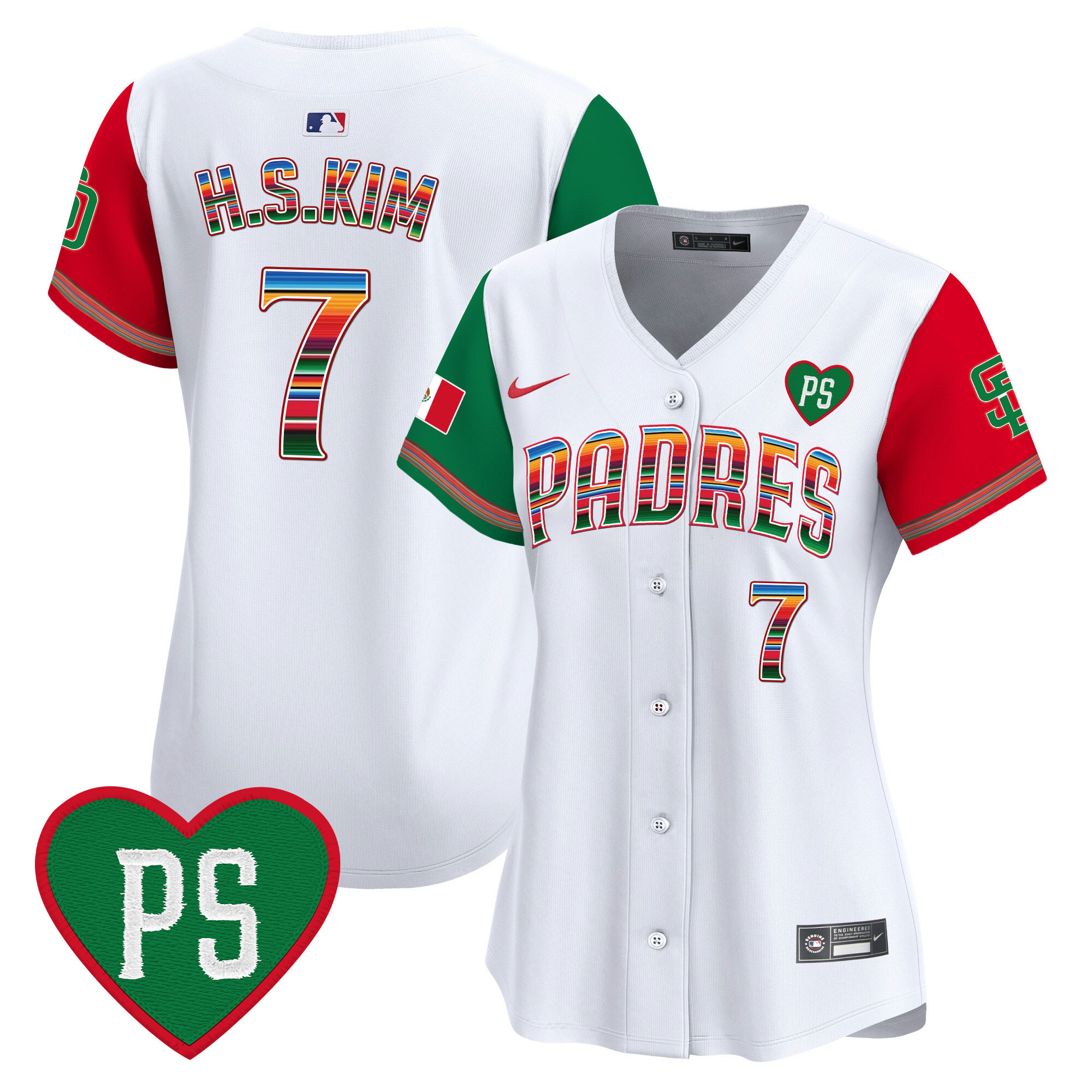 Ha-Seong Kim Women's San Diego Padres Mexico "For Peter" Patch Vapor Premier Limited Color Sleeves Jersey - All Stitched