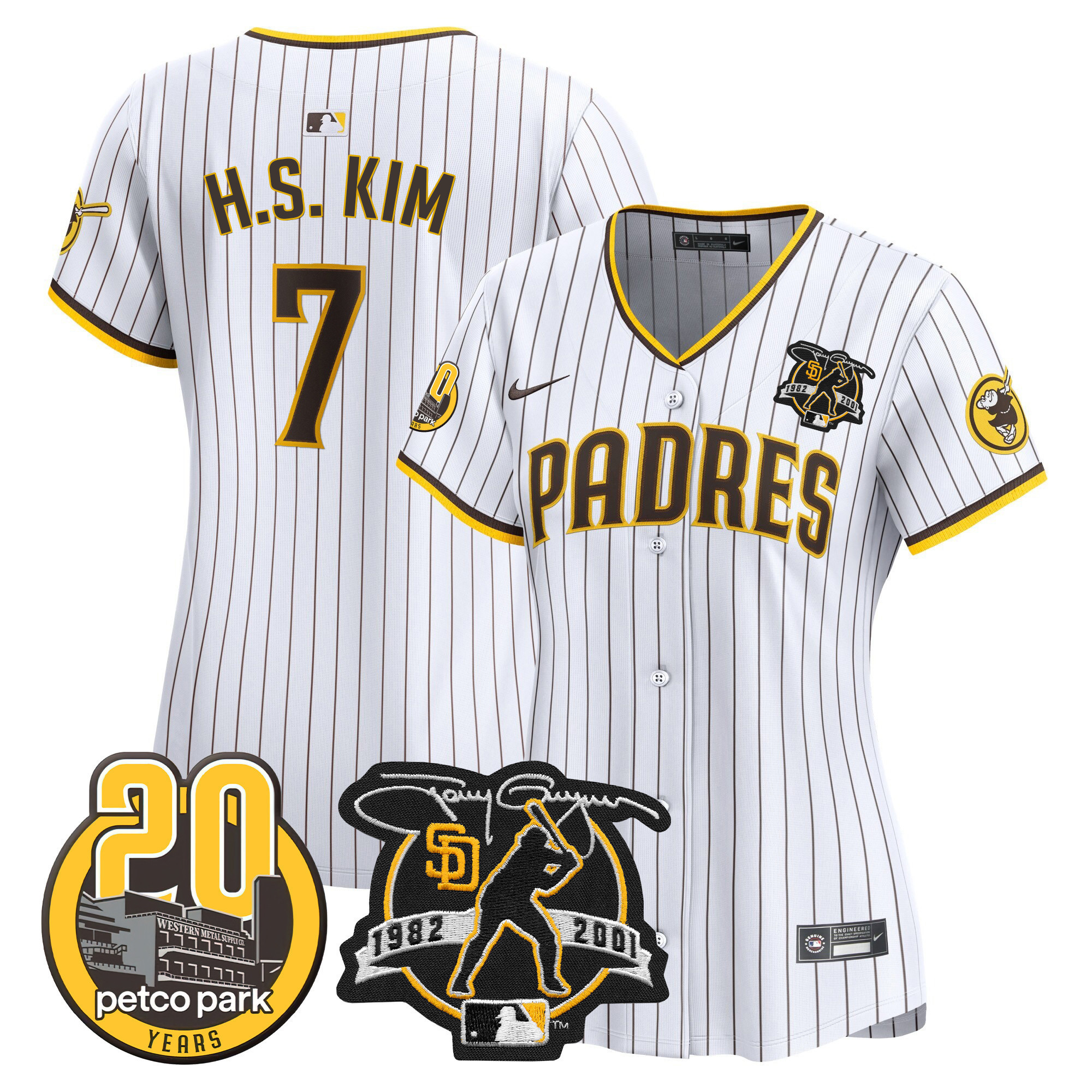 Ha-Seong Kim Women's San Diego Padres Tony Gwynn & Petco Park 20th Patch Vapor Premier Limited White Jersey - All Stitched