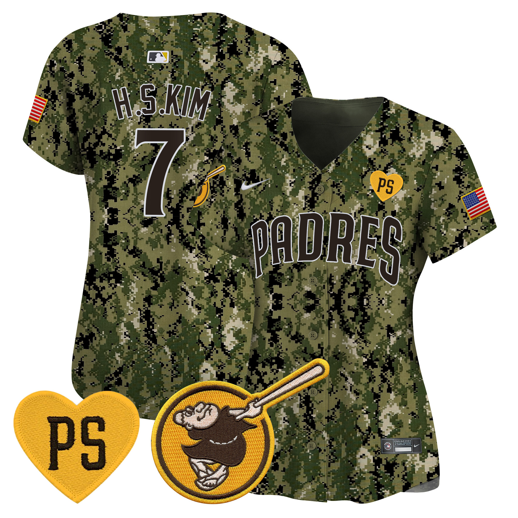 Ha-Seong Kim Women's San Diego Padres USMC Alternate Vapor Premier Limited Woodland Jersey - All Stitched