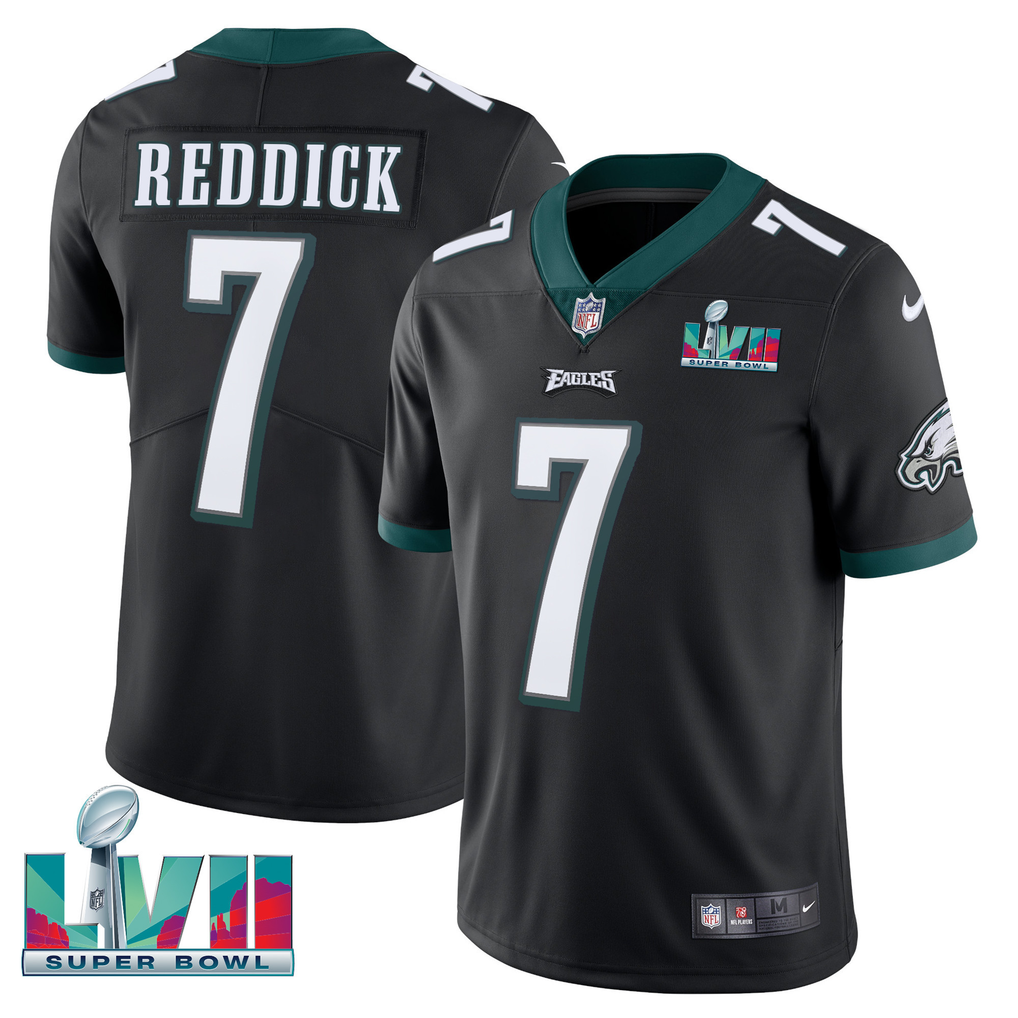 Haason Reddick Philadelphia Eagles Super Bowl Patch Black Jersey - All Stitched