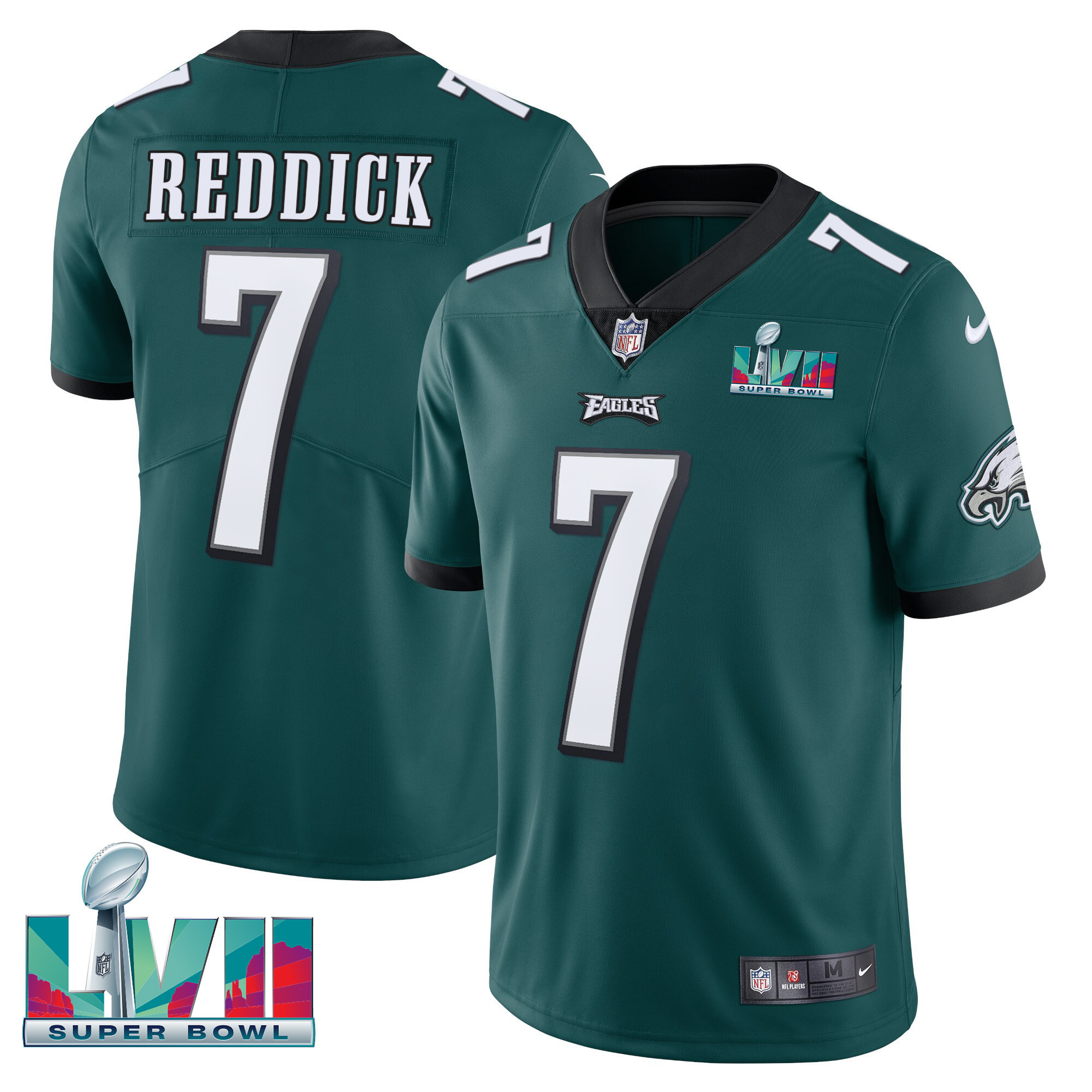 Haason Reddick Philadelphia Eagles Super Bowl Patch Green Jersey - All Stitched