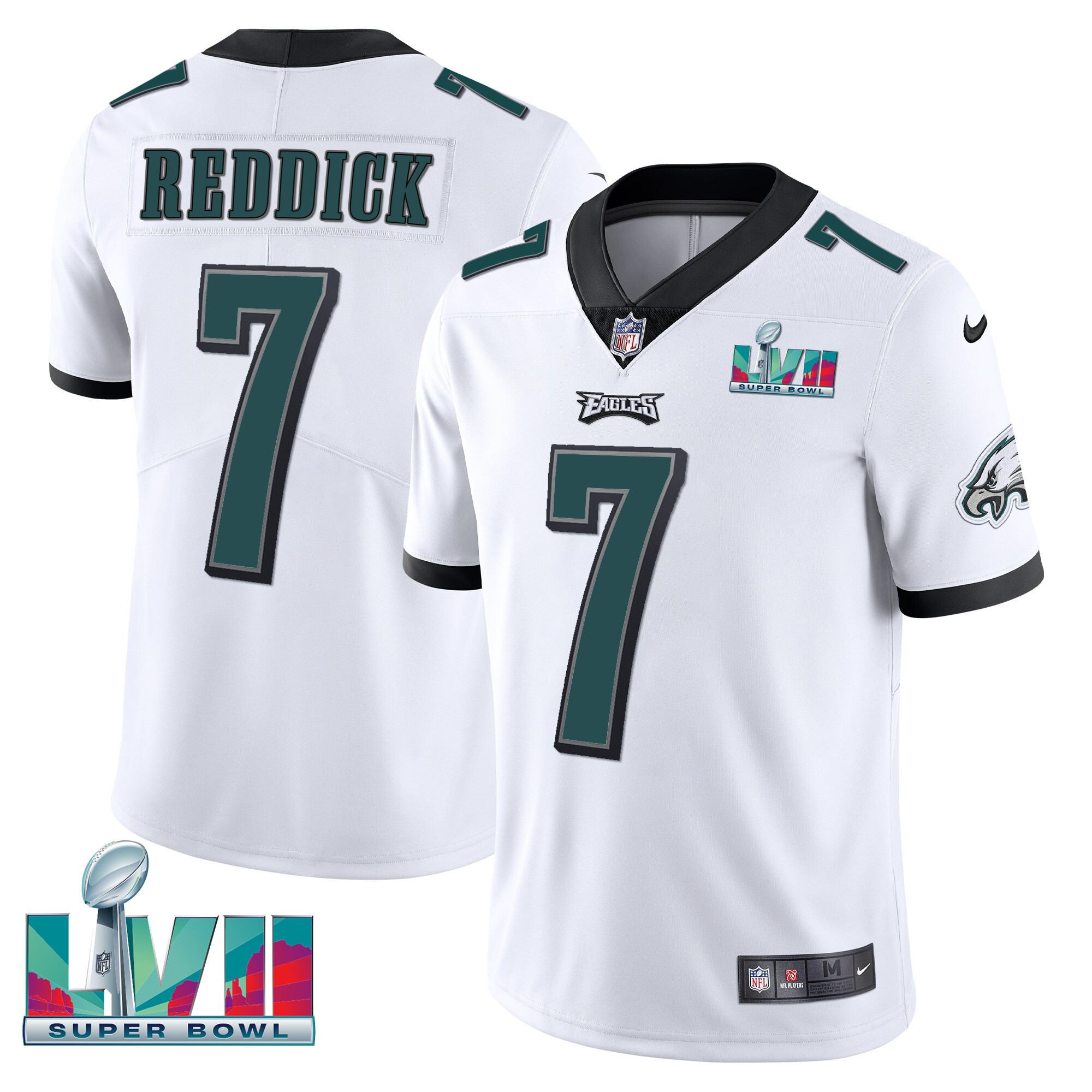 Haason Reddick Philadelphia Eagles Super Bowl Patch White Jersey - All Stitched