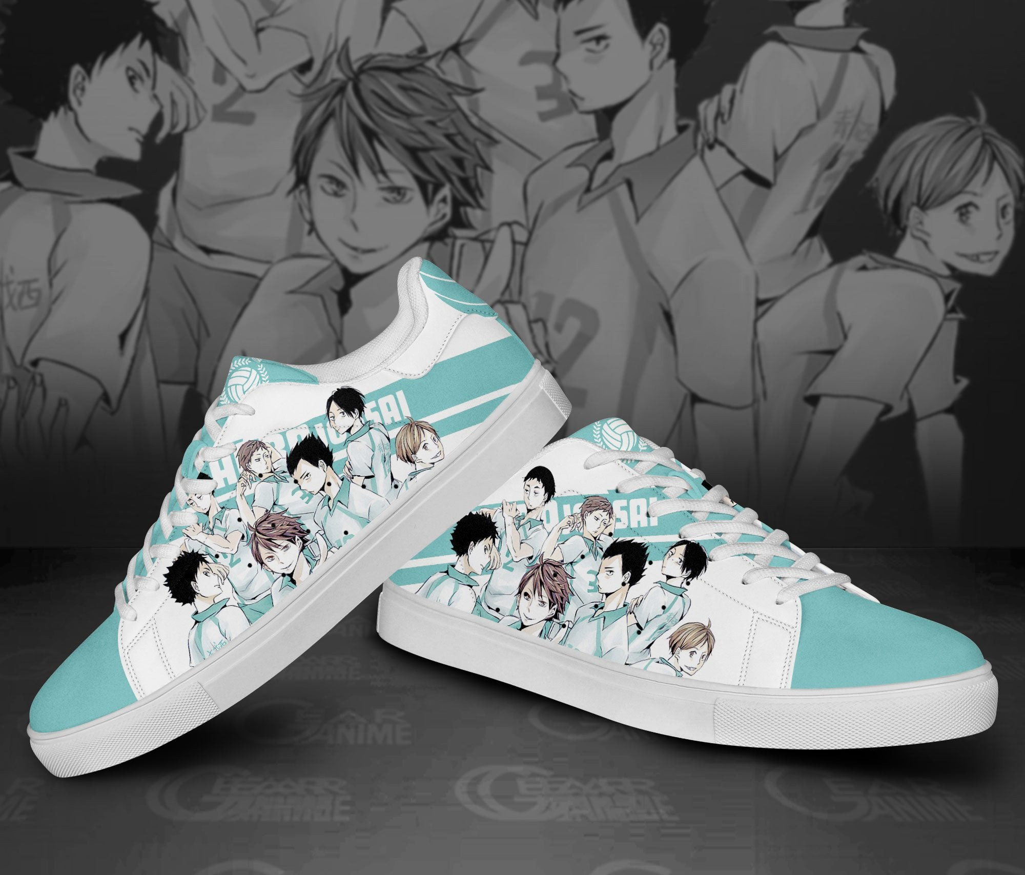 Haikyu Aoba Johsai Skate Shoes Black Haikyu!! Custom Anime Shoes